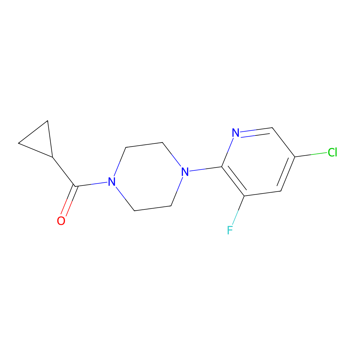 1-(5-Chloro-3-fluoropyridin-2-yl)-4-cyclopropanecarbonylpiperazine molecular structure, CAS 2640836-38-8