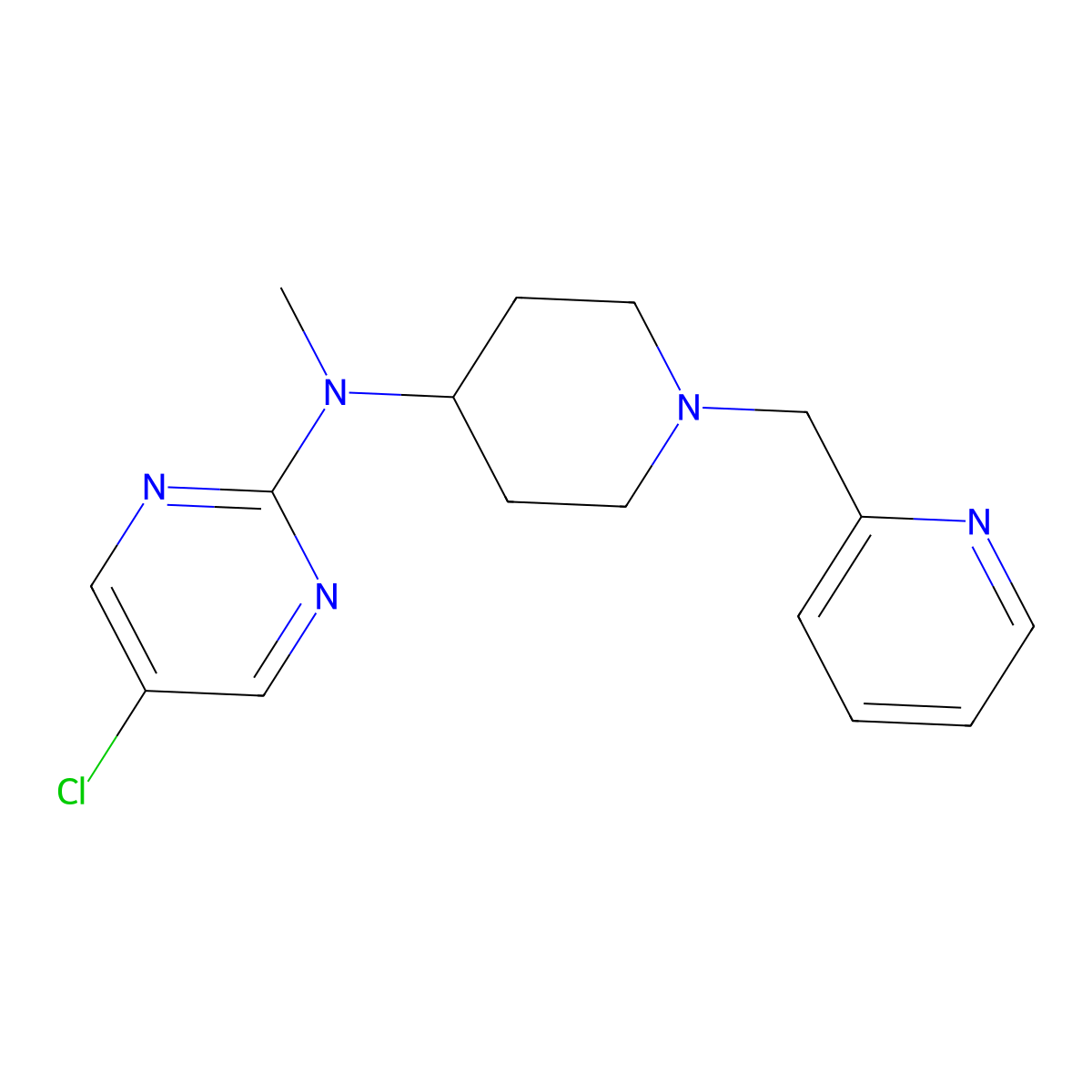 5-chloro-N-methyl-N-{1-[(pyridin-2-yl)methyl]piperidin-4-yl}pyrimidin-2-amine molecular structure, CAS 2640836-41-3