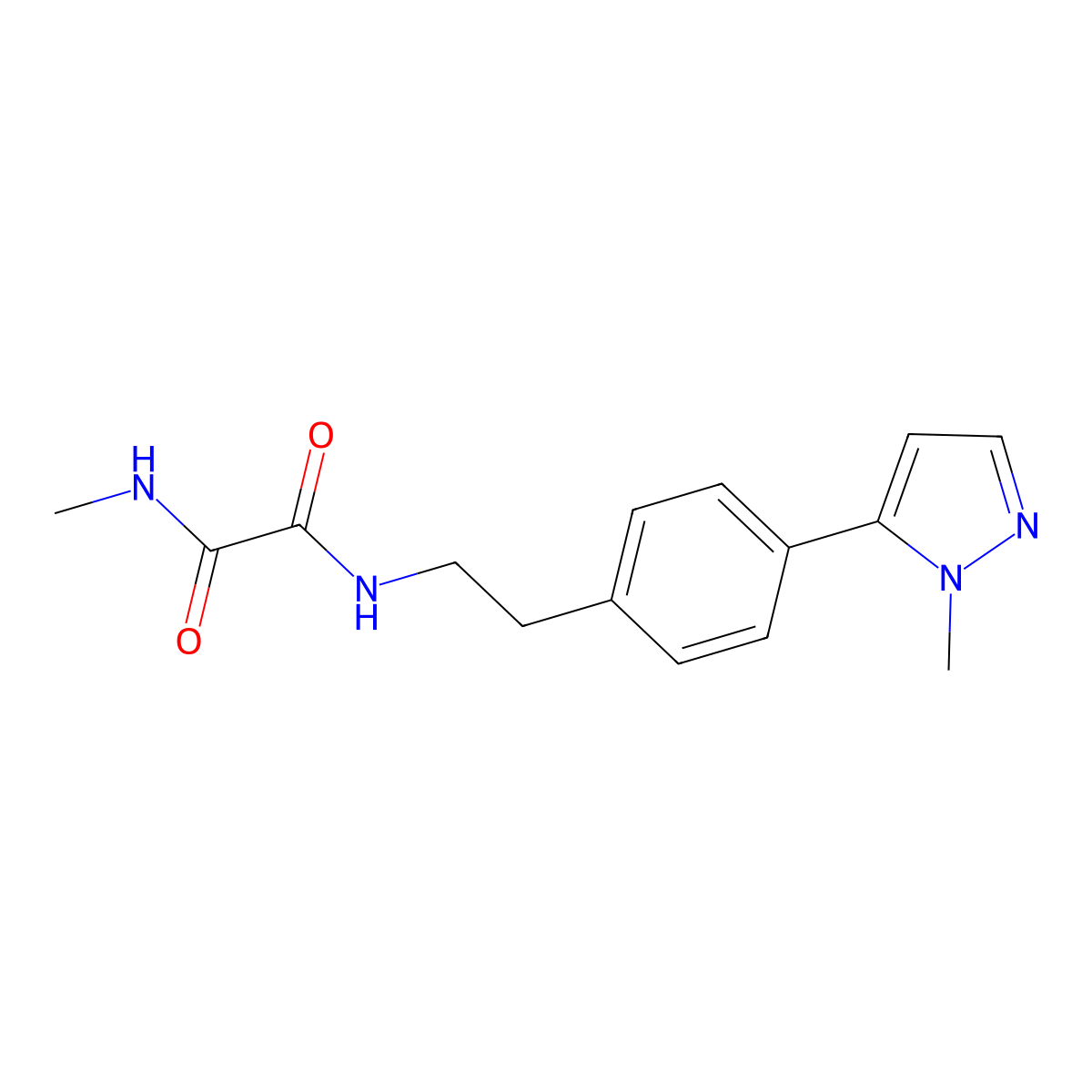 N-methyl-N'-{2-[4-(1-methyl-1H-pyrazol-5-yl)phenyl]ethyl}ethanediamide molecular structure, CAS 2640836-50-4