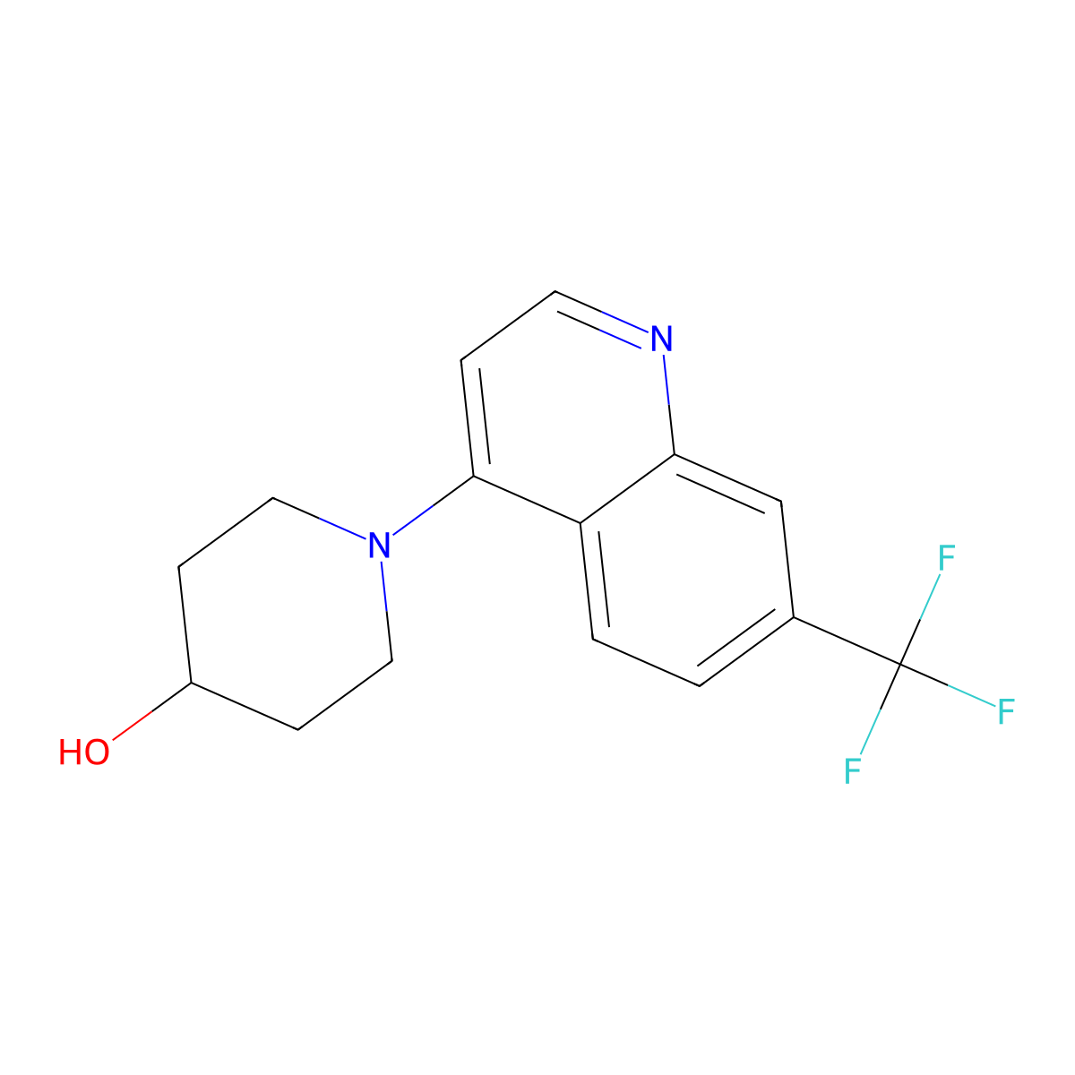 1-[7-(Trifluoromethyl)quinolin-4-yl]piperidin-4-ol molecular structure, CAS 2640836-64-0
