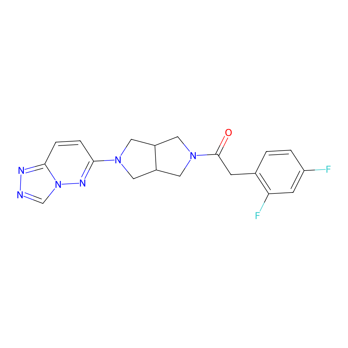 2-(2,4-Difluorophenyl)-1-(5-{[1,2,4]triazolo[4,3-b]pyridazin-6-yl}-octahydropyrrolo[3,4-c]pyrrol-2-yl)ethan-1-one molecular structure, CAS 2640836-77-5