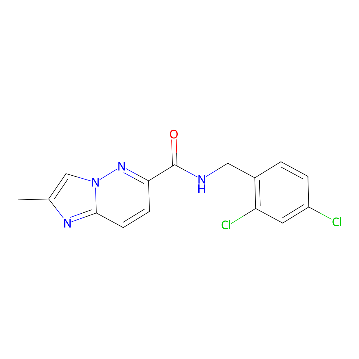 N-[(2,4-dichlorophenyl)methyl]-2-methylimidazo[1,2-b]pyridazine-6-carboxamide molecular structure, CAS 2640842-08-4