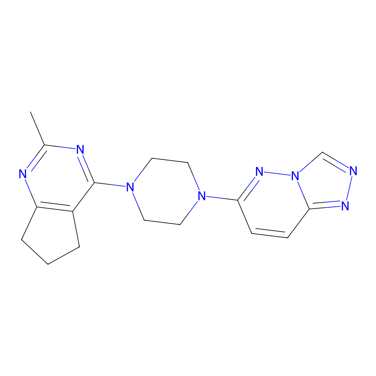 1-{2-methyl-5H,6H,7H-cyclopenta[d]pyrimidin-4-yl}-4-{[1,2,4]triazolo[4,3-b]pyridazin-6-yl}piperazine molecular structure, CAS 2640842-11-9