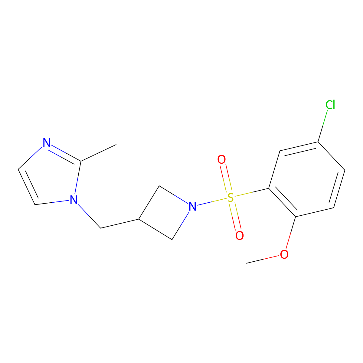 1-{[1-(5-chloro-2-methoxybenzenesulfonyl)azetidin-3-yl]methyl}-2-methyl-1H-imidazole molecular structure, CAS 2640842-13-1