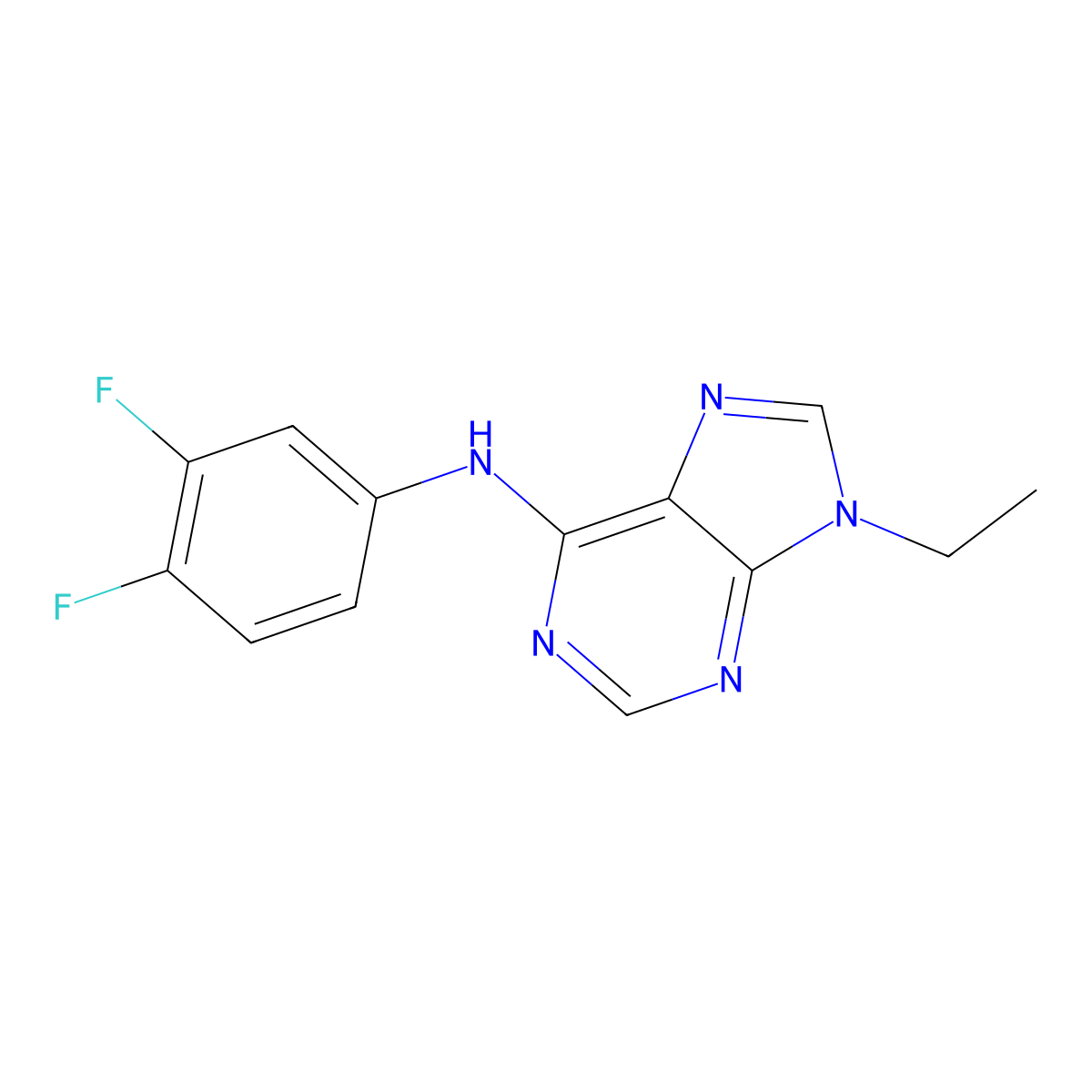 N-(3,4-difluorophenyl)-9-ethyl-9H-purin-6-amine molecular structure, CAS 2640842-17-5