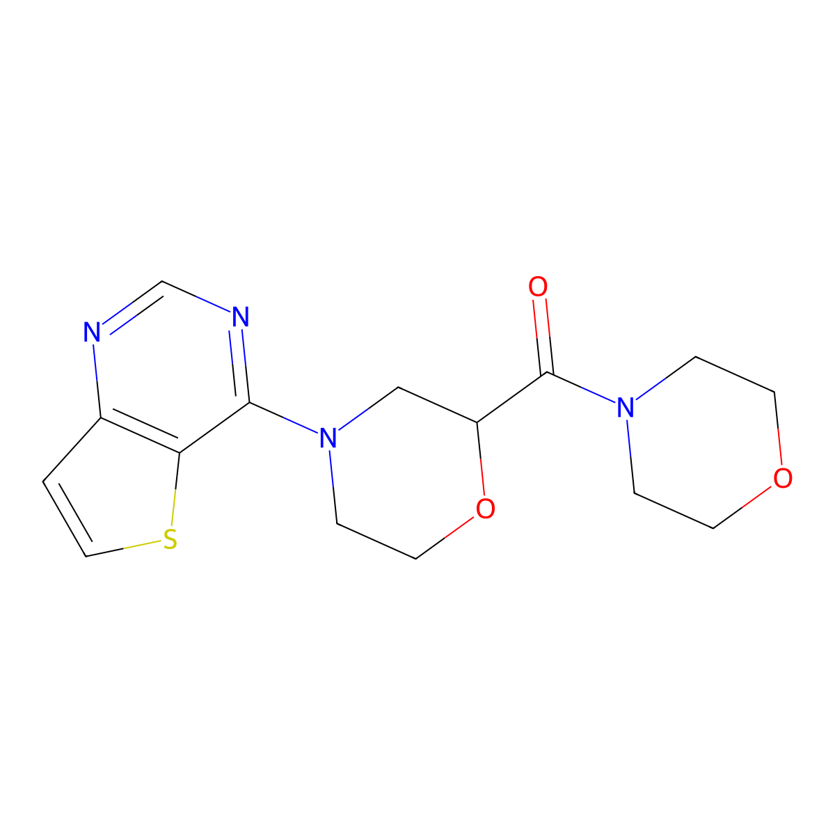 2-(Morpholine-4-carbonyl)-4-{thieno[3,2-d]pyrimidin-4-yl}morpholine molecular structure, CAS 2640842-23-3