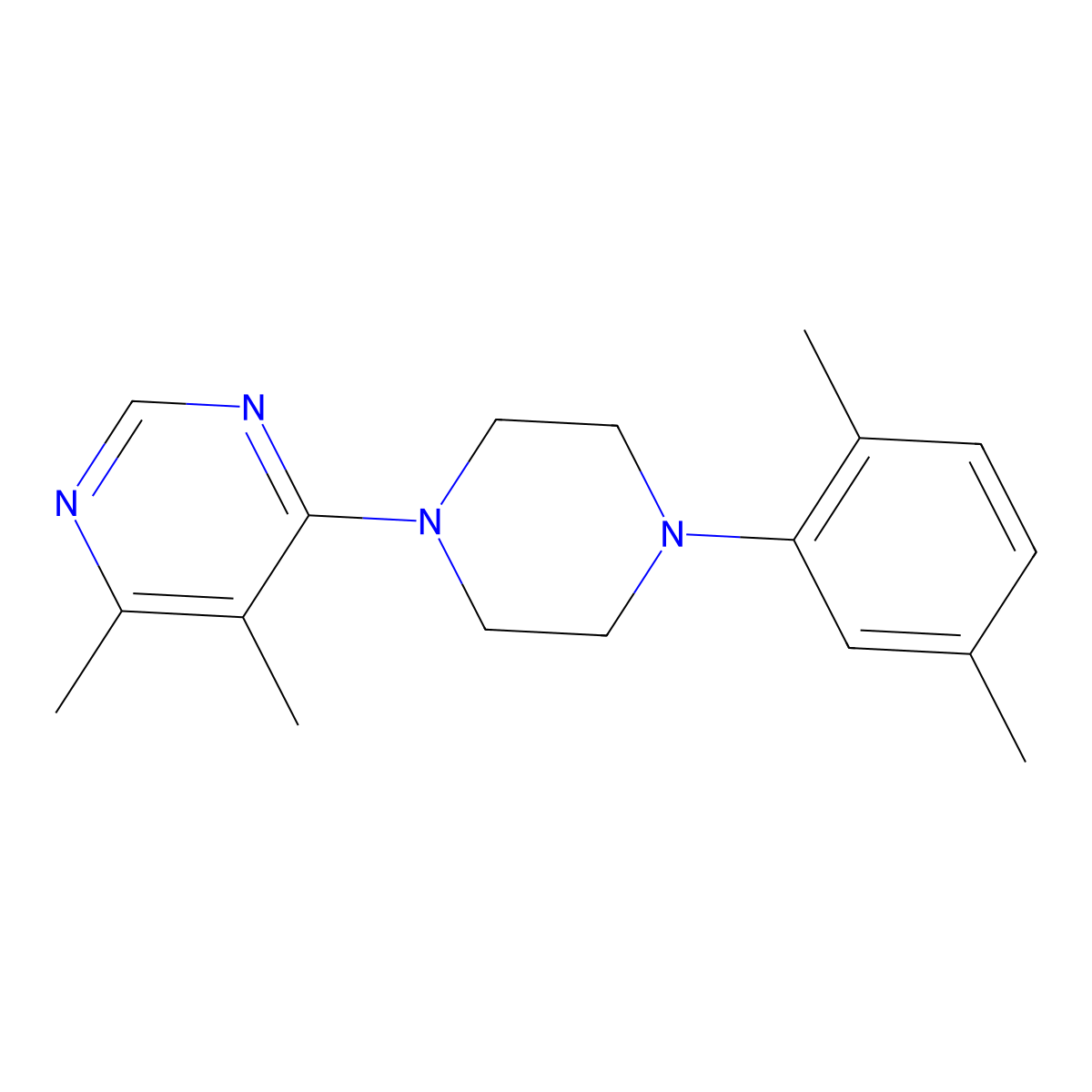 4-[4-(2,5-Dimethylphenyl)piperazin-1-yl]-5,6-dimethylpyrimidine molecular structure, CAS 2640842-25-5