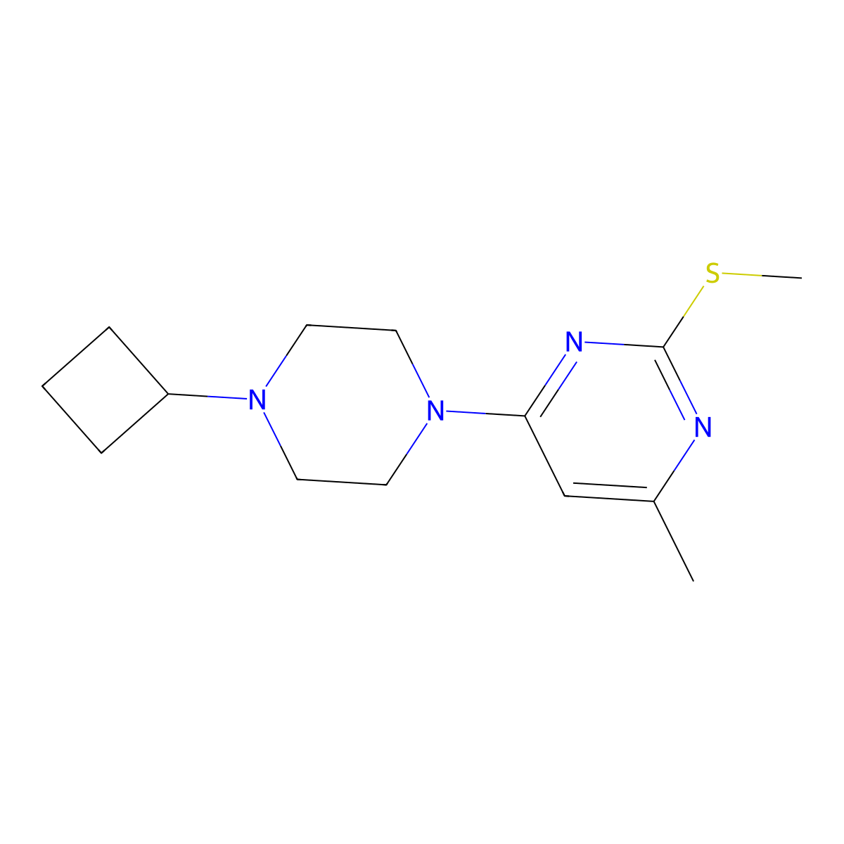 4-(4-Cyclobutylpiperazin-1-yl)-6-methyl-2-(methylsulfanyl)pyrimidine molecular structure, CAS 2640842-35-7