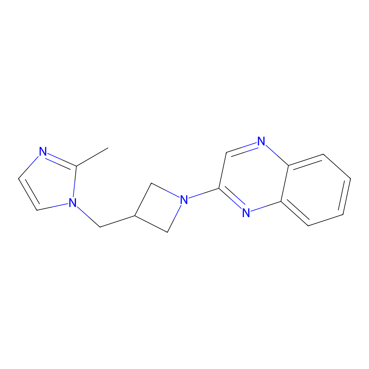 2-{3-[(2-methyl-1H-imidazol-1-yl)methyl]azetidin-1-yl}quinoxaline molecular structure, CAS 2640842-40-4