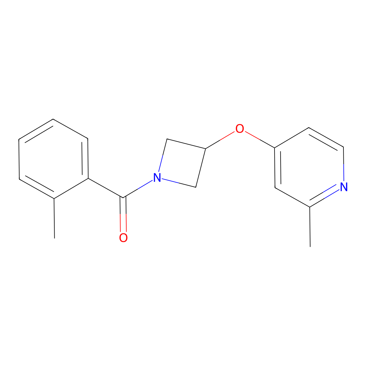 2-Methyl-4-{[1-(2-methylbenzoyl)azetidin-3-yl]oxy}pyridine molecular structure, CAS 2640842-41-5