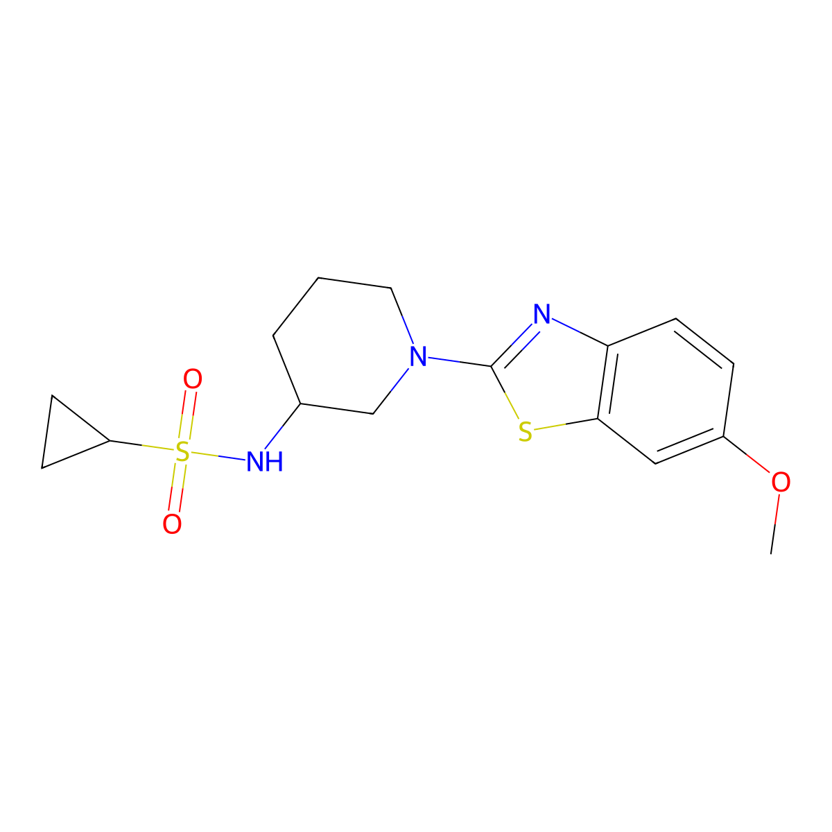 N-[1-(6-methoxy-1,3-benzothiazol-2-yl)piperidin-3-yl]cyclopropanesulfonamide molecular structure, CAS 2640842-43-7