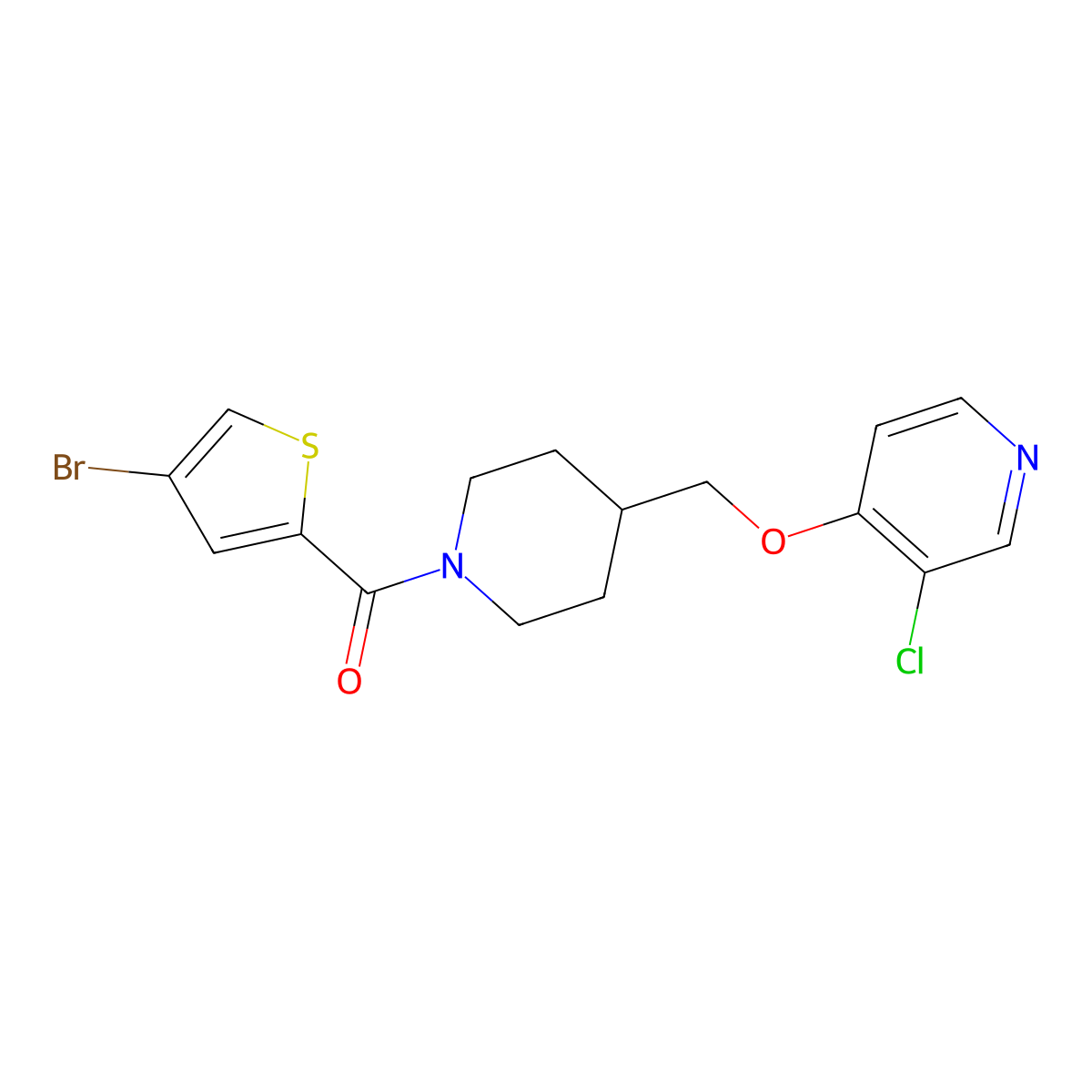 4-{[1-(4-Bromothiophene-2-carbonyl)piperidin-4-yl]methoxy}-3-chloropyridine molecular structure, CAS 2640842-45-9