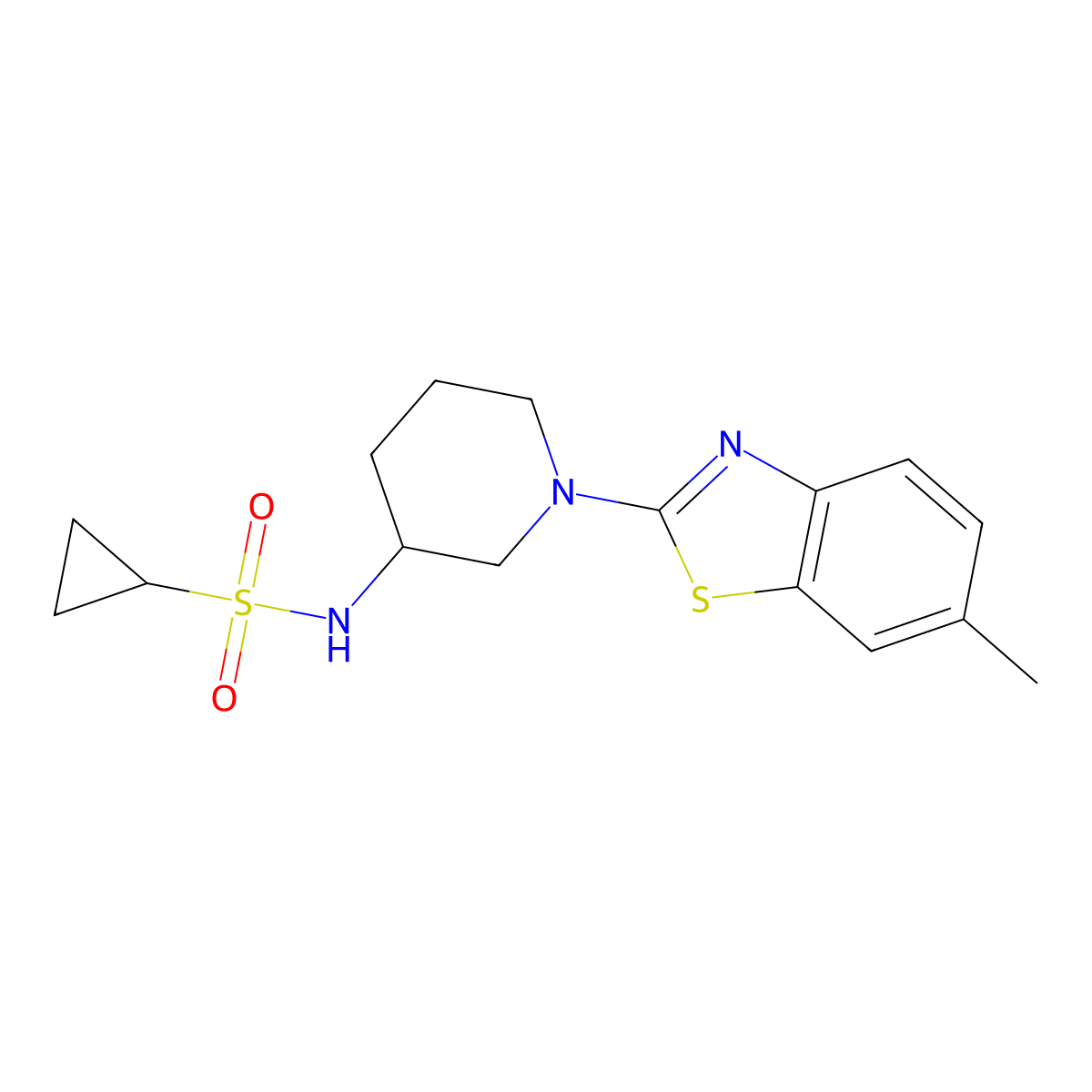 N-[1-(6-methyl-1,3-benzothiazol-2-yl)piperidin-3-yl]cyclopropanesulfonamide molecular structure, CAS 2640842-58-4