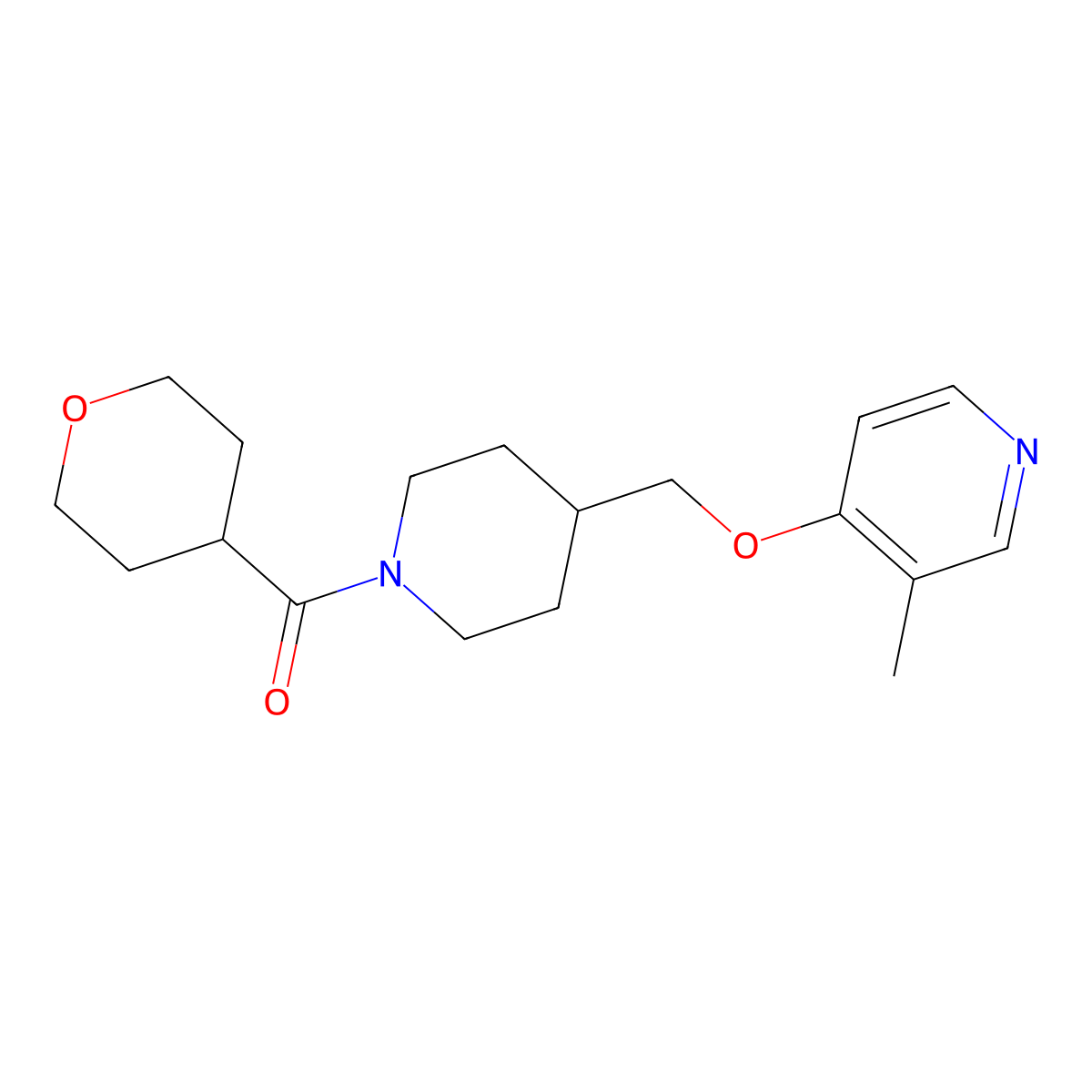 3-Methyl-4-{[1-(oxane-4-carbonyl)piperidin-4-yl]methoxy}pyridine molecular structure, CAS 2640842-61-9