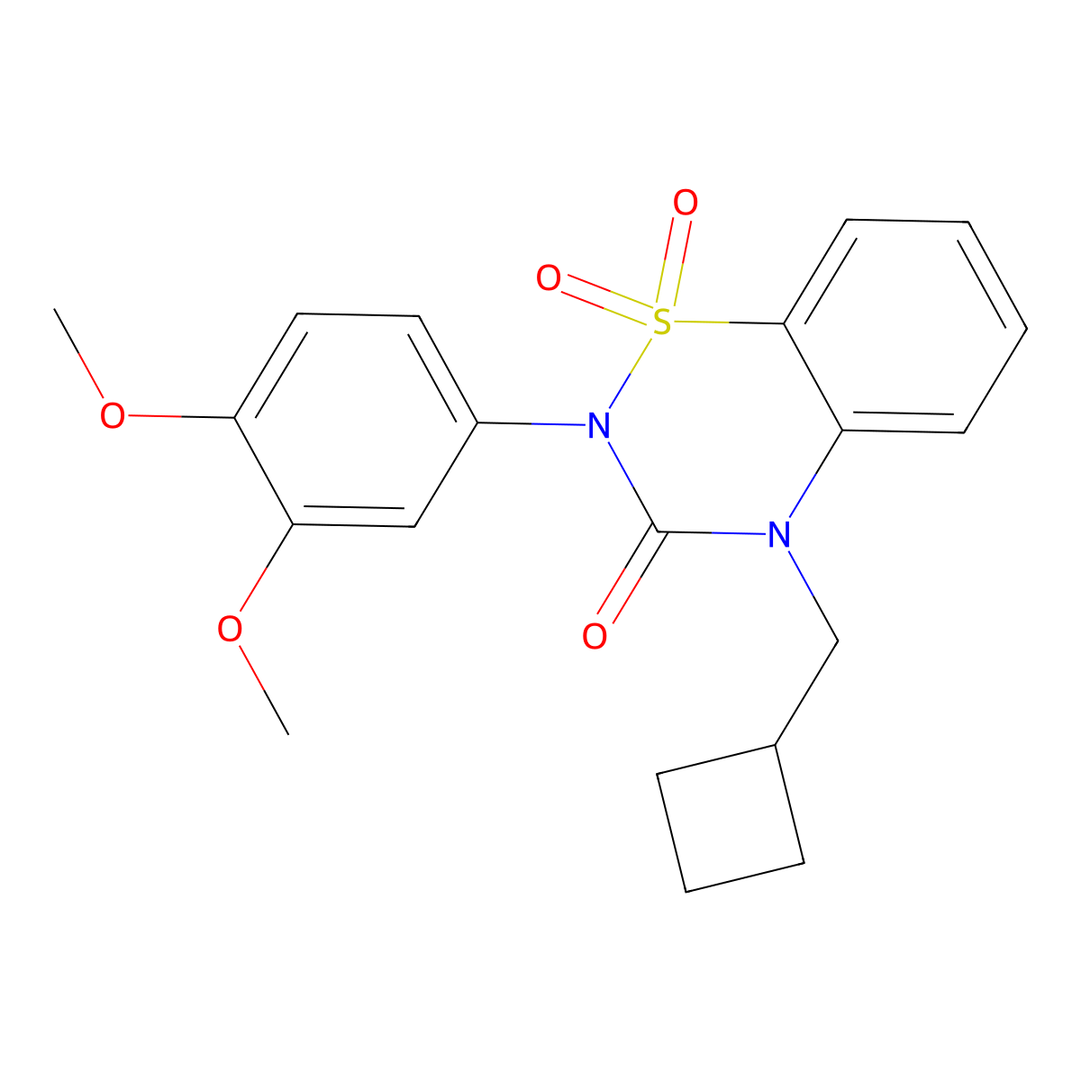 4-(Cyclobutylmethyl)-2-(3,4-dimethoxyphenyl)-1,1-dioxo-1lambda6,2,4-benzothiadiazin-3-one molecular structure, CAS 2640842-62-0