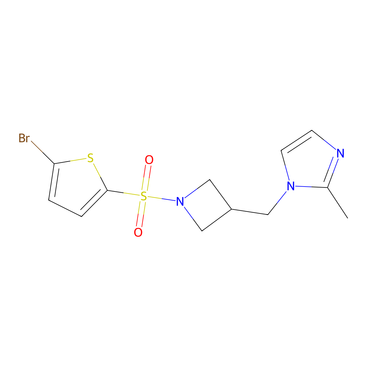 1-({1-[(5-bromothiophen-2-yl)sulfonyl]azetidin-3-yl}methyl)-2-methyl-1H-imidazole molecular structure, CAS 2640842-67-5