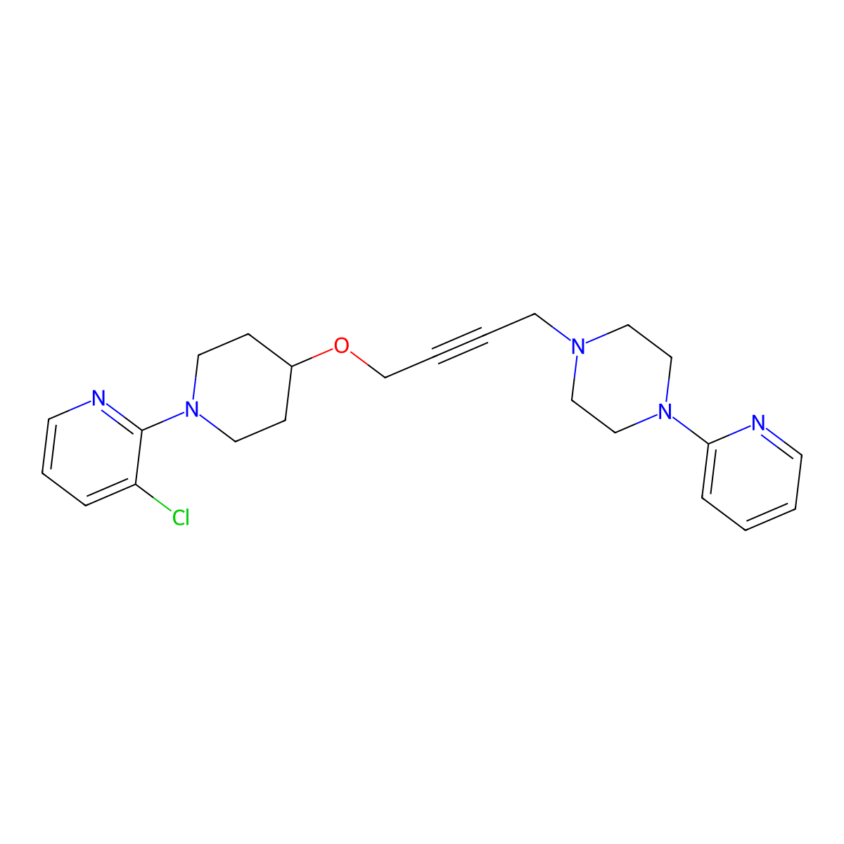 1-(4-{[1-(3-Chloropyridin-2-yl)piperidin-4-yl]oxy}but-2-yn-1-yl)-4-(pyridin-2-yl)piperazine molecular structure, CAS 2640842-68-6