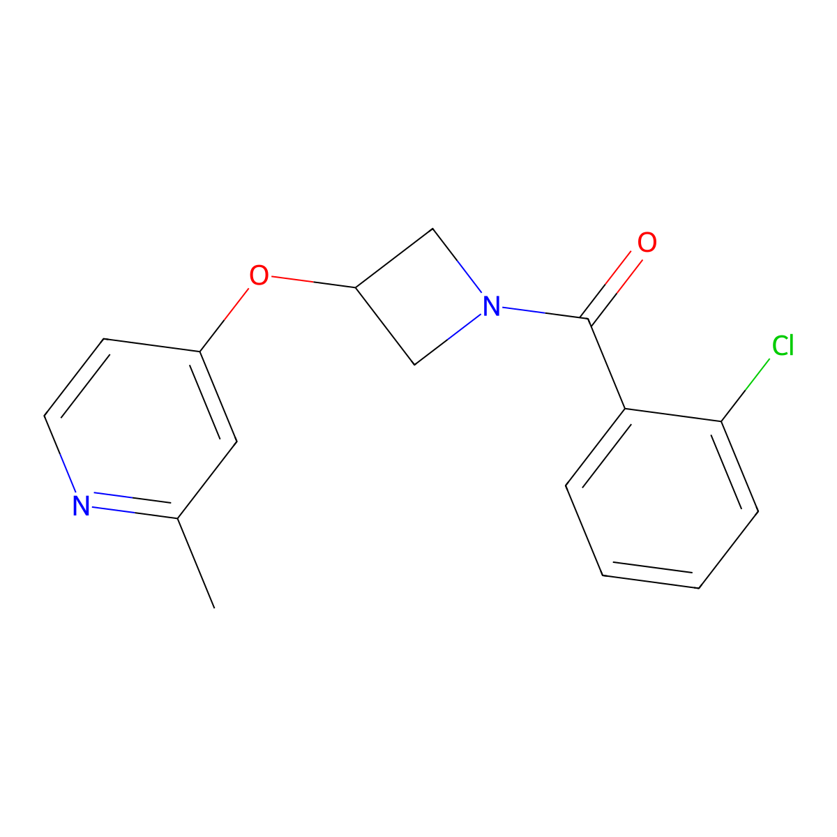 4-{[1-(2-Chlorobenzoyl)azetidin-3-yl]oxy}-2-methylpyridine molecular structure, CAS 2640842-70-0