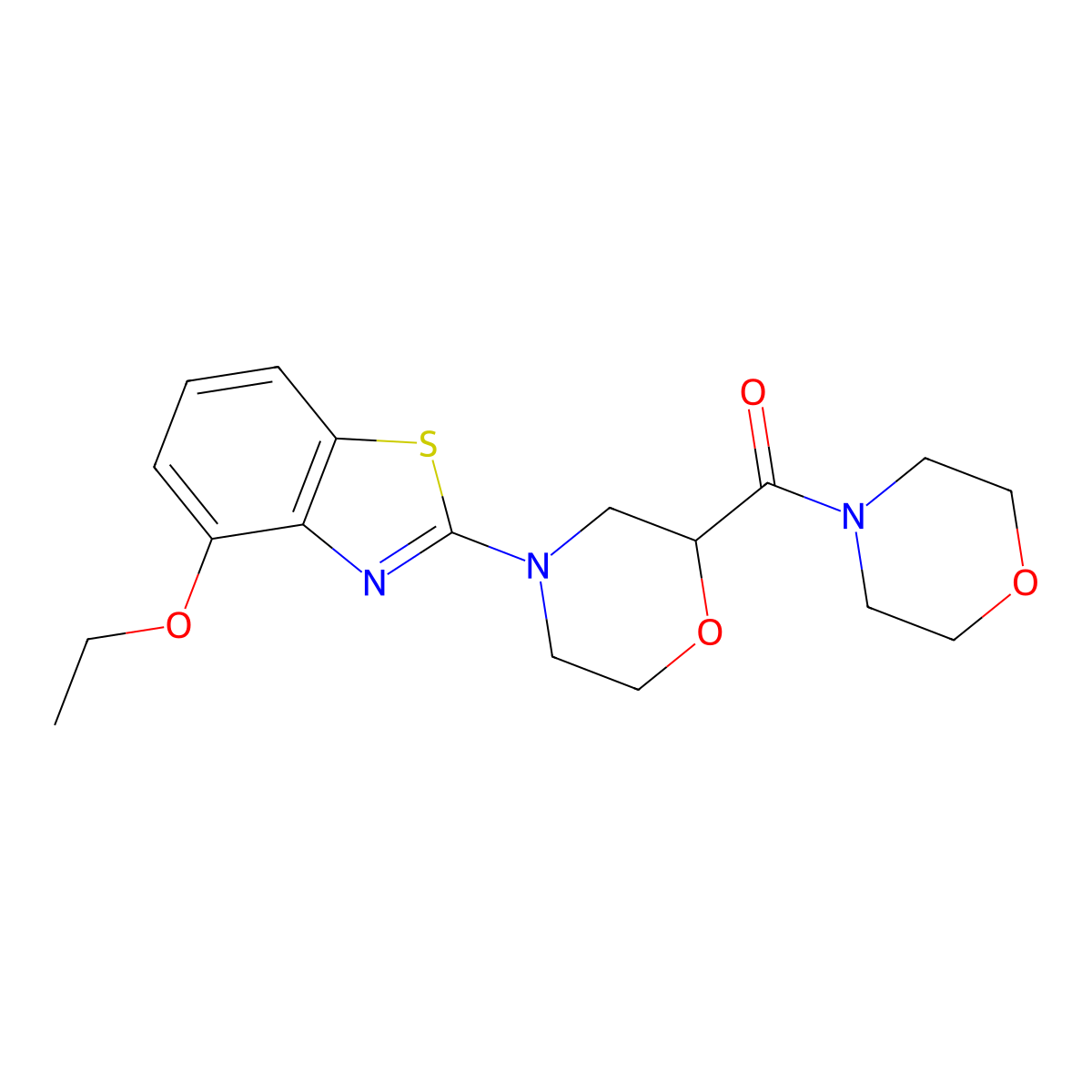 4-Ethoxy-2-[2-(morpholine-4-carbonyl)morpholin-4-yl]-1,3-benzothiazole molecular structure, CAS 2640842-71-1