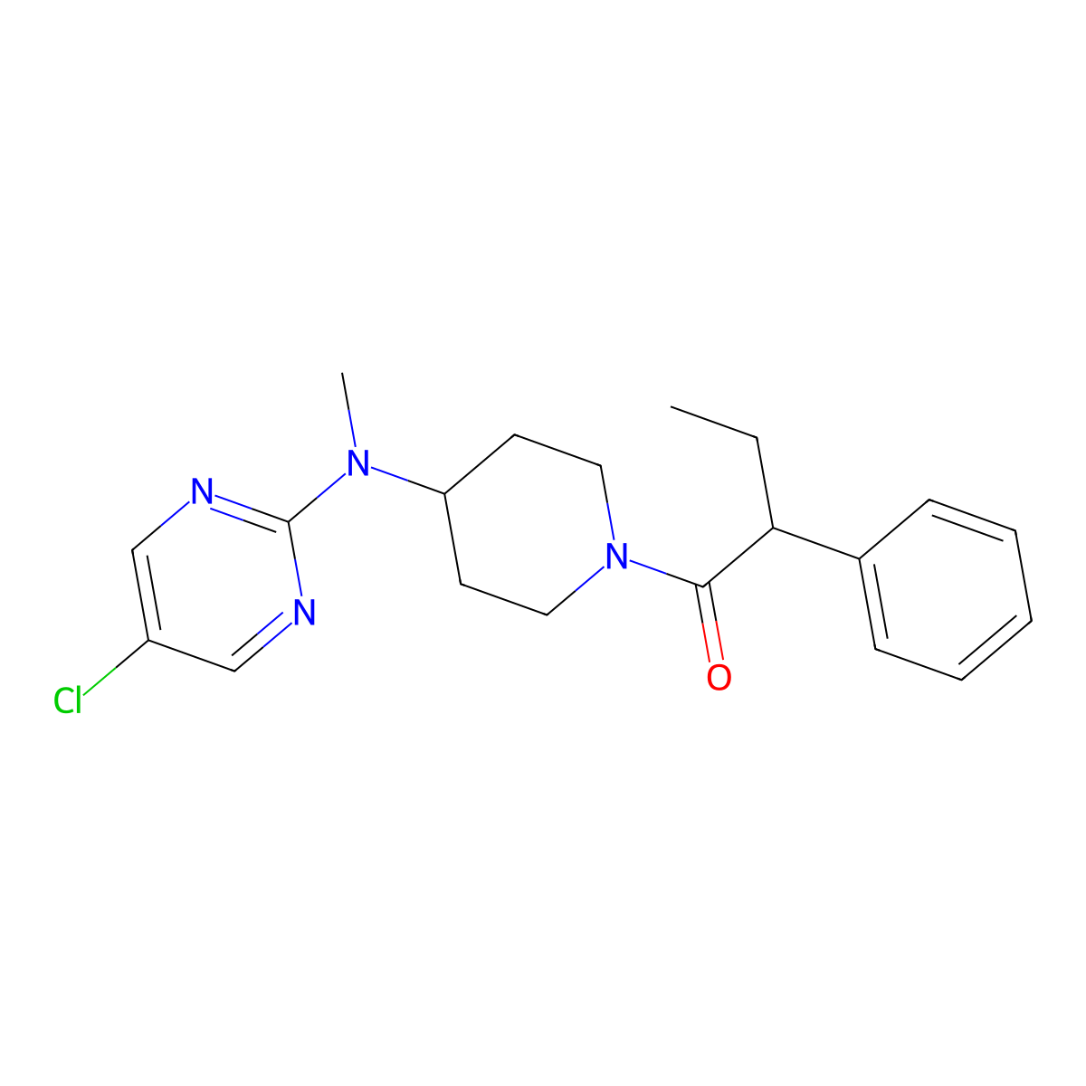 1-{4-[(5-Chloropyrimidin-2-yl)(methyl)amino]piperidin-1-yl}-2-phenylbutan-1-one molecular structure, CAS 2640842-76-6