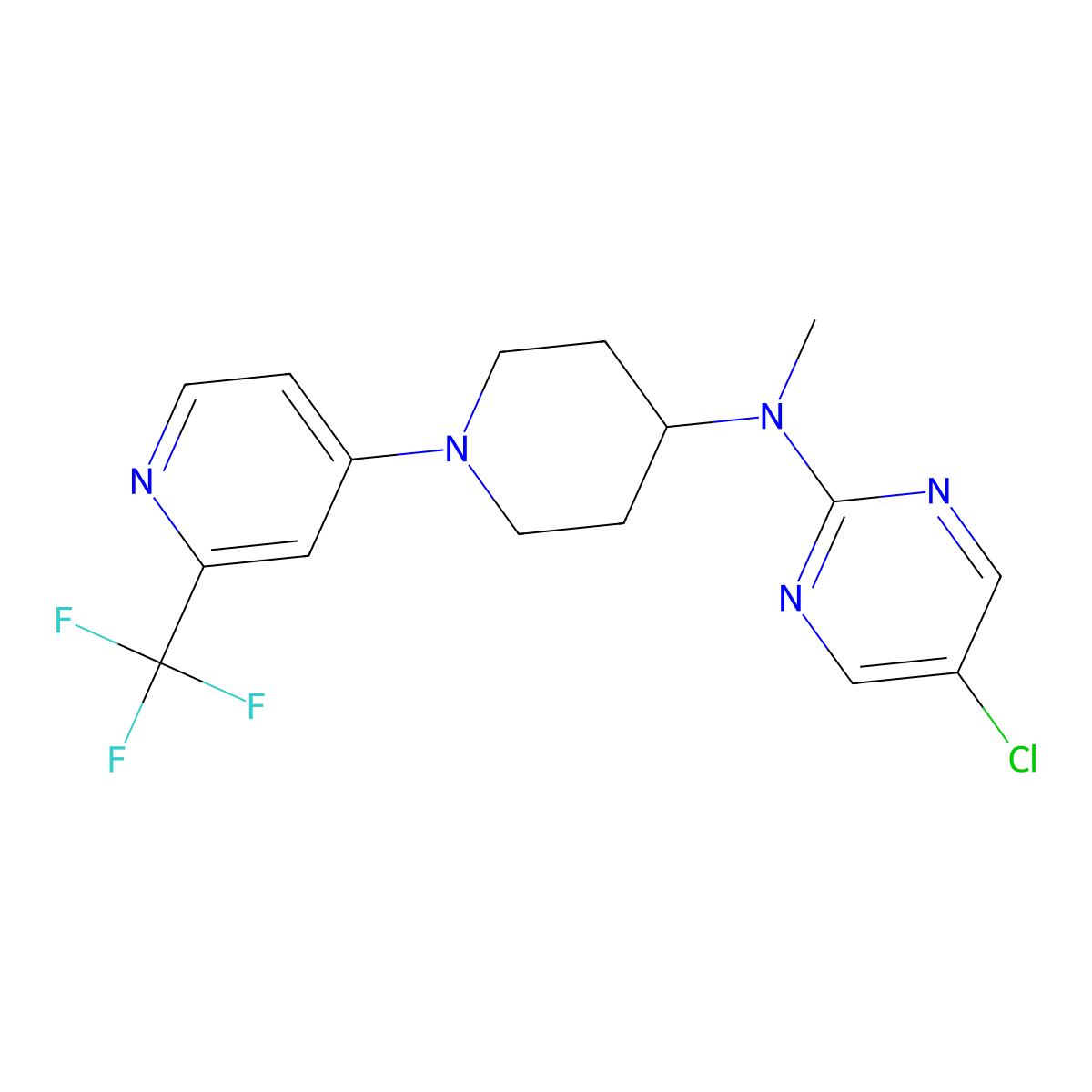 5-chloro-N-methyl-N-{1-[2-(trifluoromethyl)pyridin-4-yl]piperidin-4-yl}pyrimidin-2-amine molecular structure, CAS 2640842-80-2