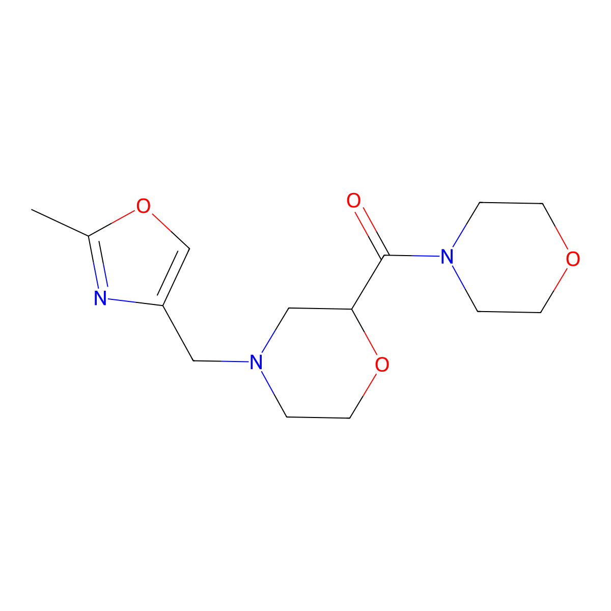 4-[(2-Methyl-1,3-oxazol-4-yl)methyl]-2-(morpholine-4-carbonyl)morpholine molecular structure, CAS 2640842-89-1