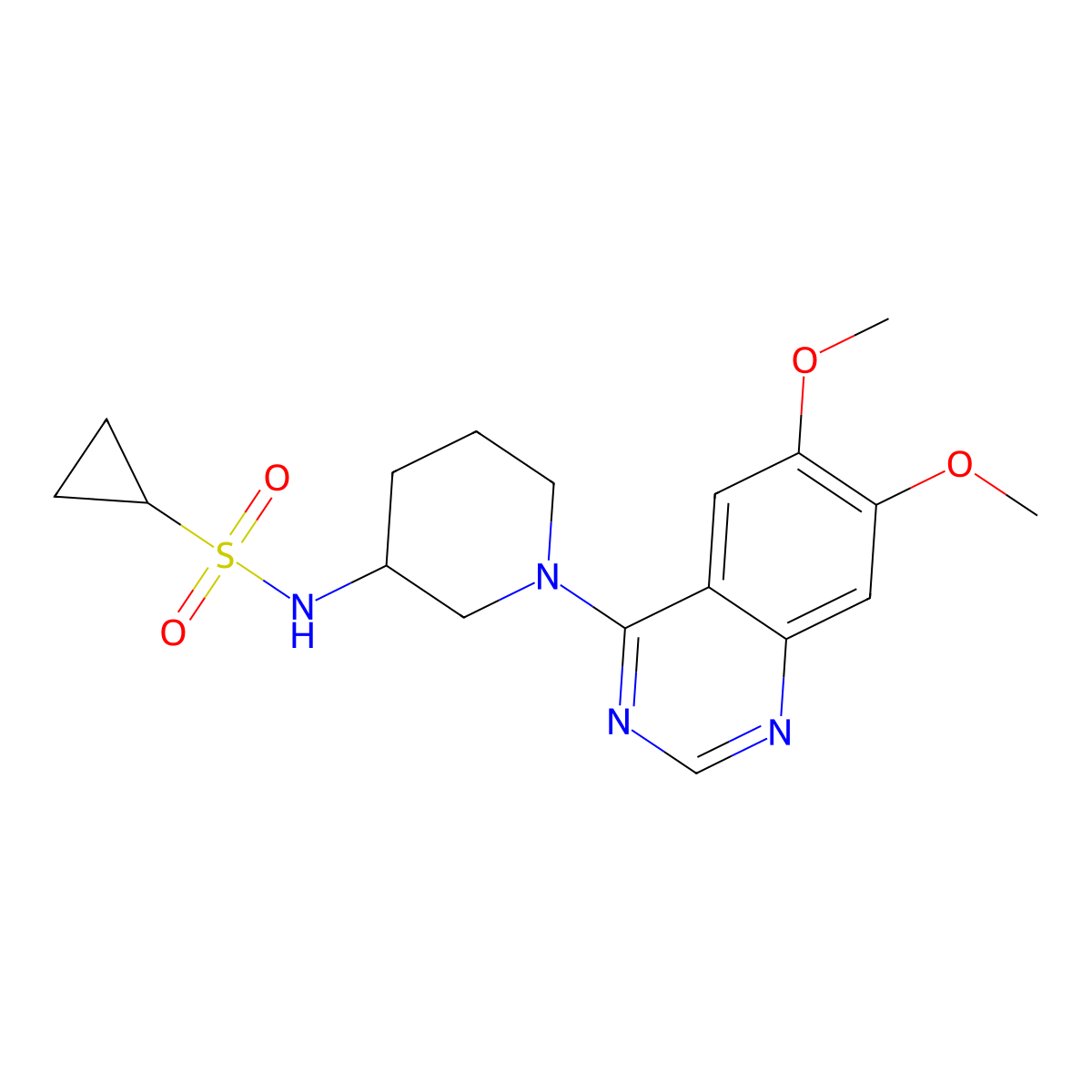N-[1-(6,7-dimethoxyquinazolin-4-yl)piperidin-3-yl]cyclopropanesulfonamide molecular structure, CAS 2640842-98-2