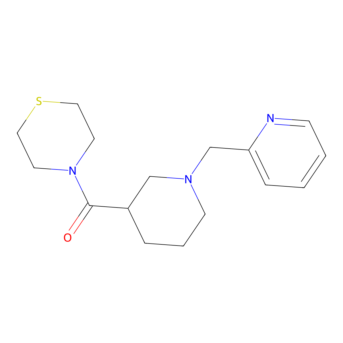 4-{1-[(Pyridin-2-yl)methyl]piperidine-3-carbonyl}thiomorpholine molecular structure, CAS 2640843-03-2