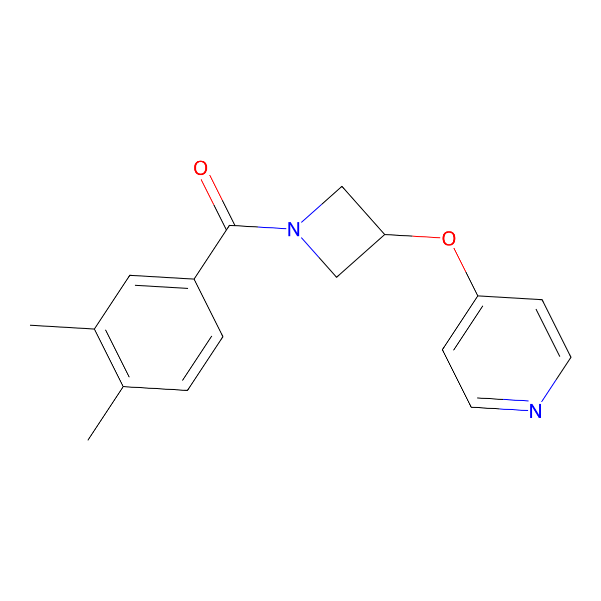 4-{[1-(3,4-Dimethylbenzoyl)azetidin-3-yl]oxy}pyridine molecular structure, CAS 2640843-08-7