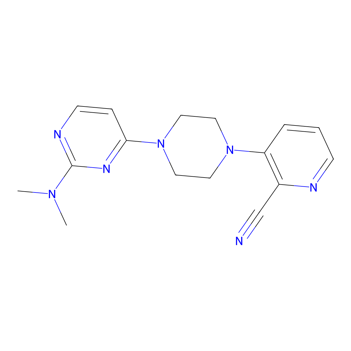 3-{4-[2-(Dimethylamino)pyrimidin-4-yl]piperazin-1-yl}pyridine-2-carbonitrile molecular structure, CAS 2640843-14-5