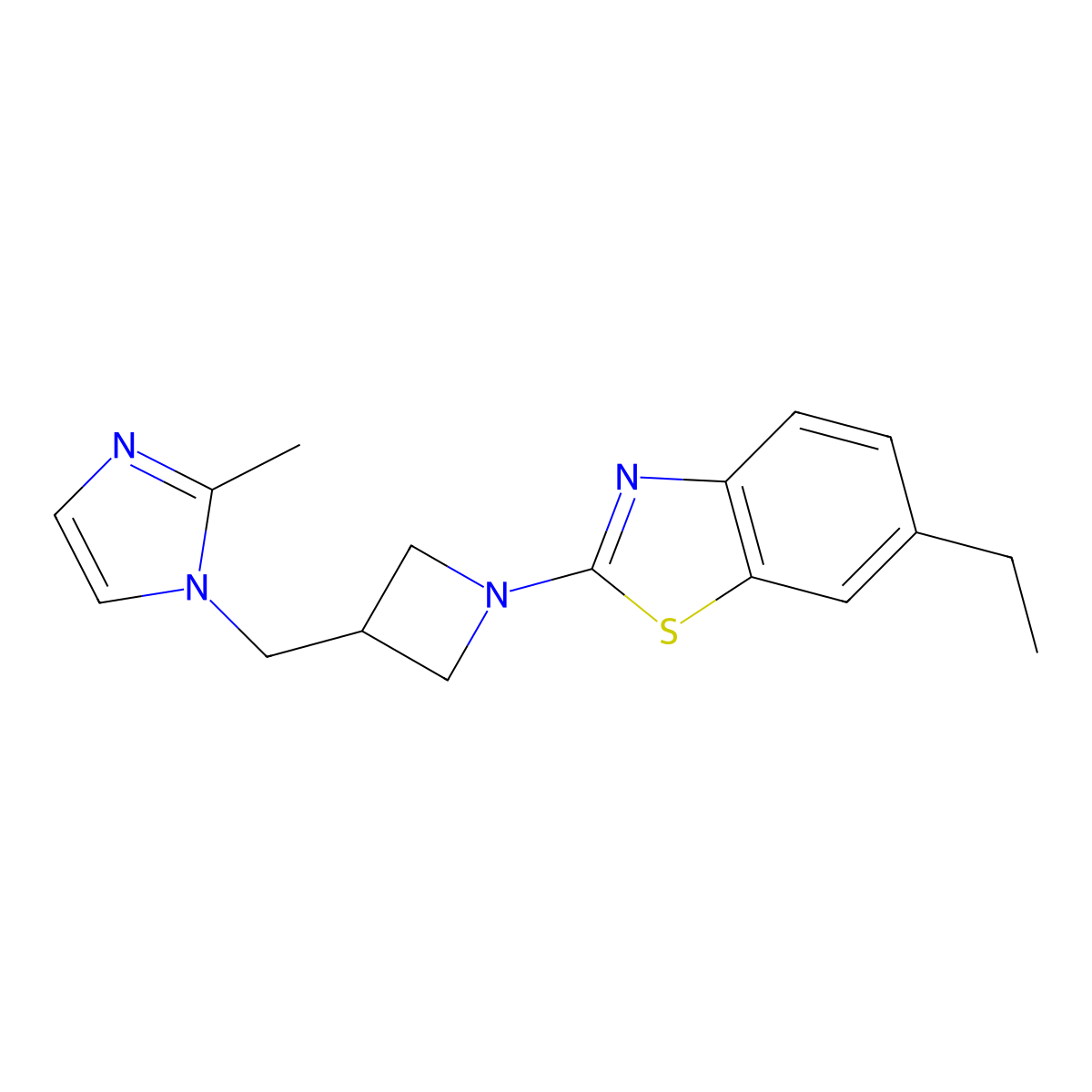 6-ethyl-2-{3-[(2-methyl-1H-imidazol-1-yl)methyl]azetidin-1-yl}-1,3-benzothiazole molecular structure, CAS 2640843-20-3