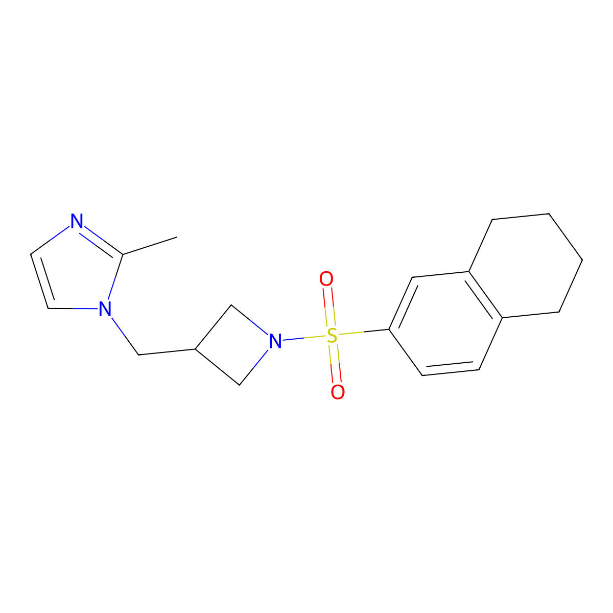 2-methyl-1-{[1-(5,6,7,8-tetrahydronaphthalene-2-sulfonyl)azetidin-3-yl]methyl}-1H-imidazole molecular structure, CAS 2640843-22-5