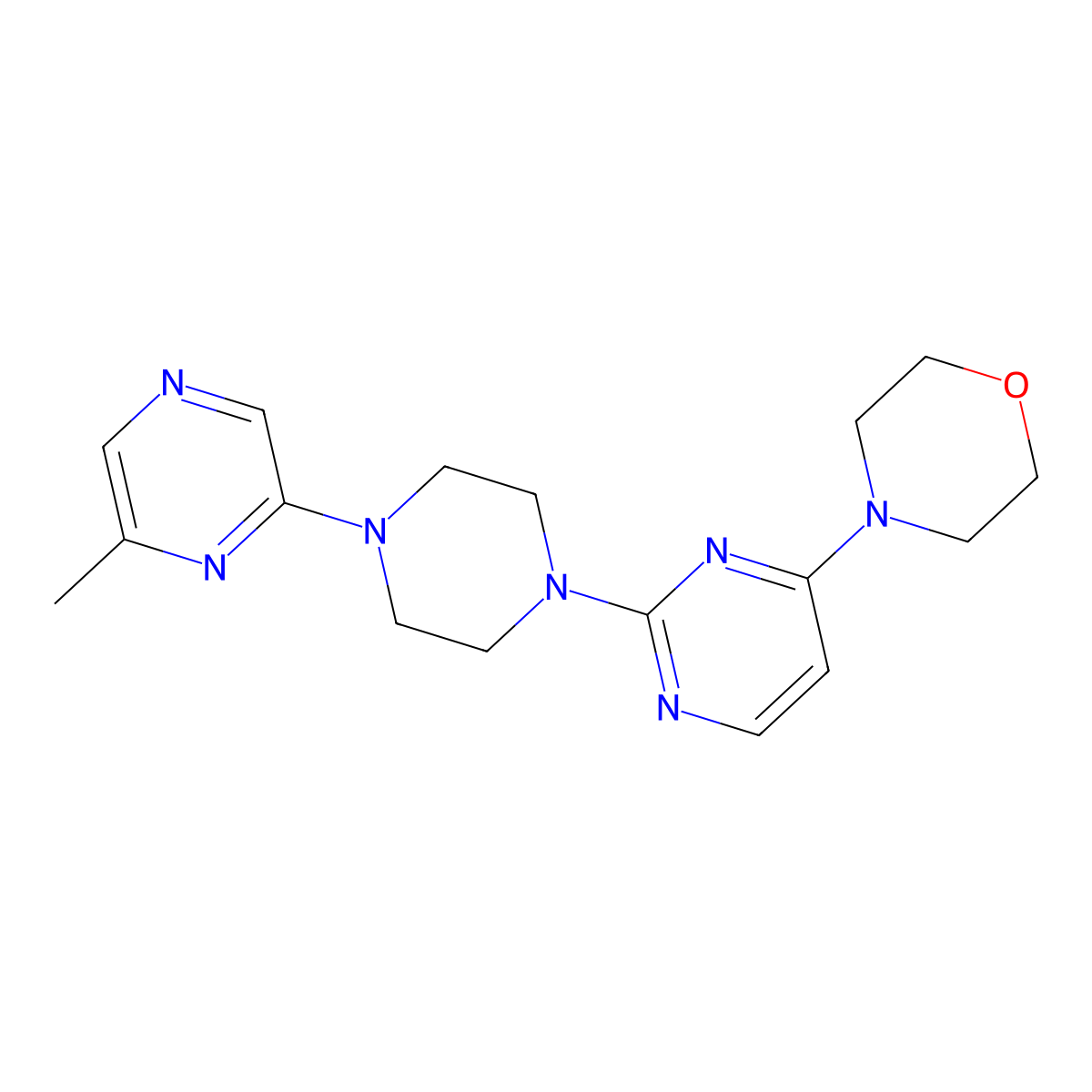 4-{2-[4-(6-Methylpyrazin-2-yl)piperazin-1-yl]pyrimidin-4-yl}morpholine molecular structure, CAS 2640843-24-7