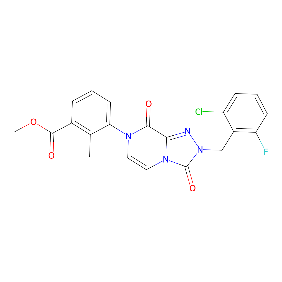 methyl 3-{2-[(2-chloro-6-fluorophenyl)methyl]-3,8-dioxo-2H,3H,7H,8H-[1,2,4]triazolo[4,3-a]pyrazin-7-yl}-2-methylbenzoate molecular structure, CAS 2640843-26-9