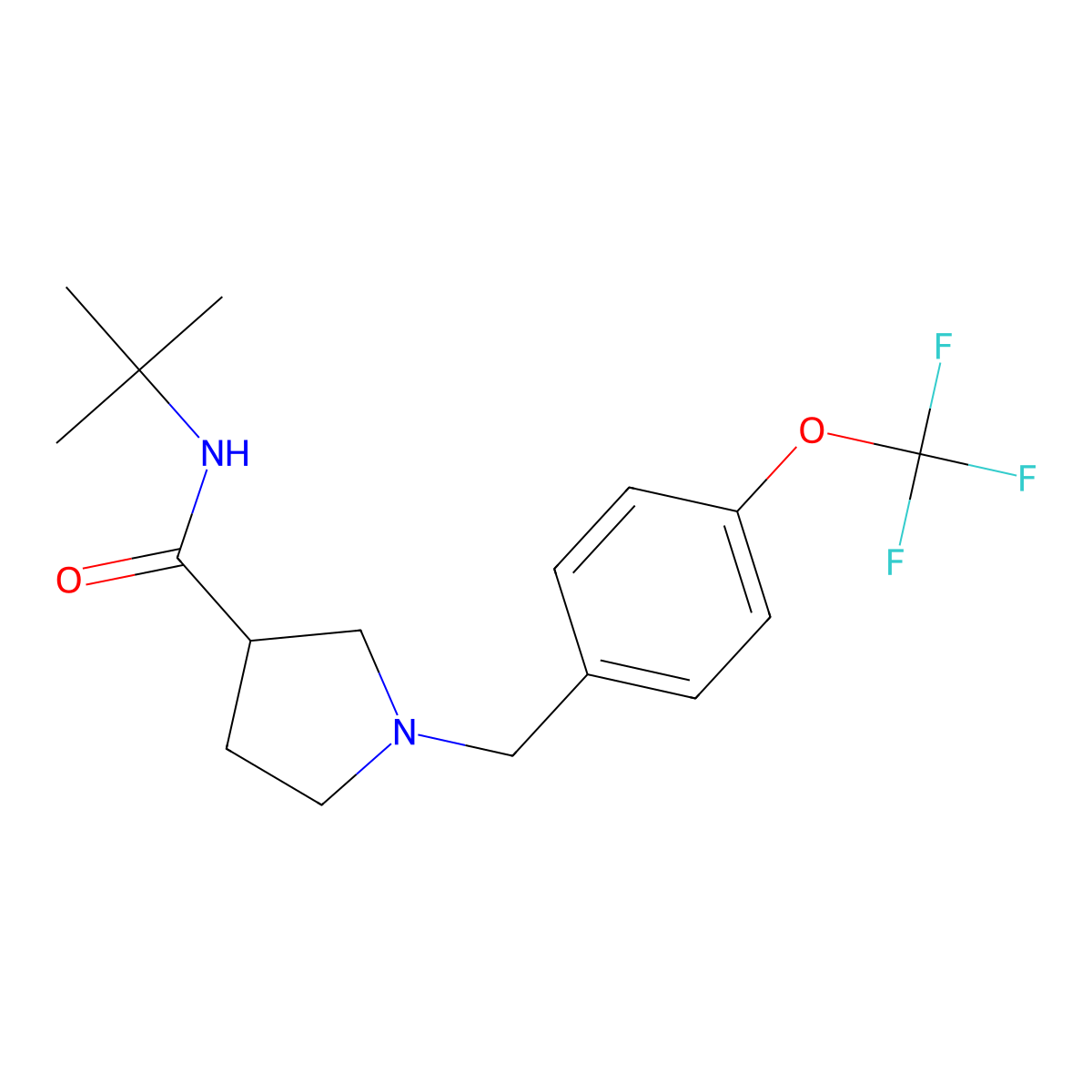 N-tert-butyl-1-{[4-(trifluoromethoxy)phenyl]methyl}pyrrolidine-3-carboxamide molecular structure, CAS 2640843-30-5