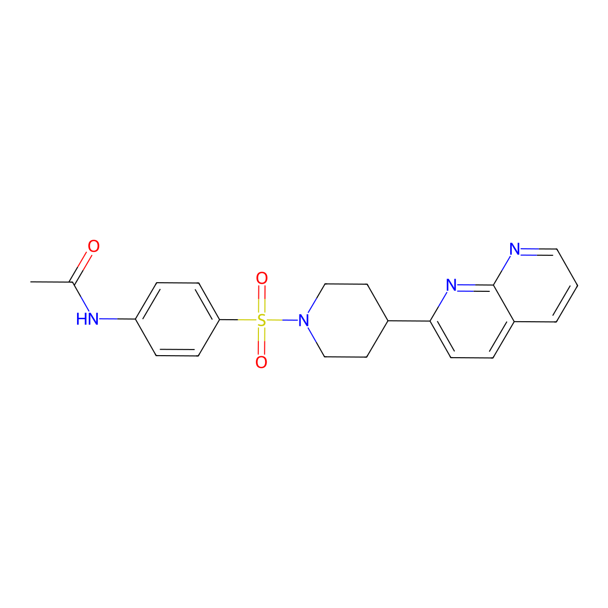 N-(4-{[4-(1,8-naphthyridin-2-yl)piperidin-1-yl]sulfonyl}phenyl)acetamide molecular structure, CAS 2640843-32-7
