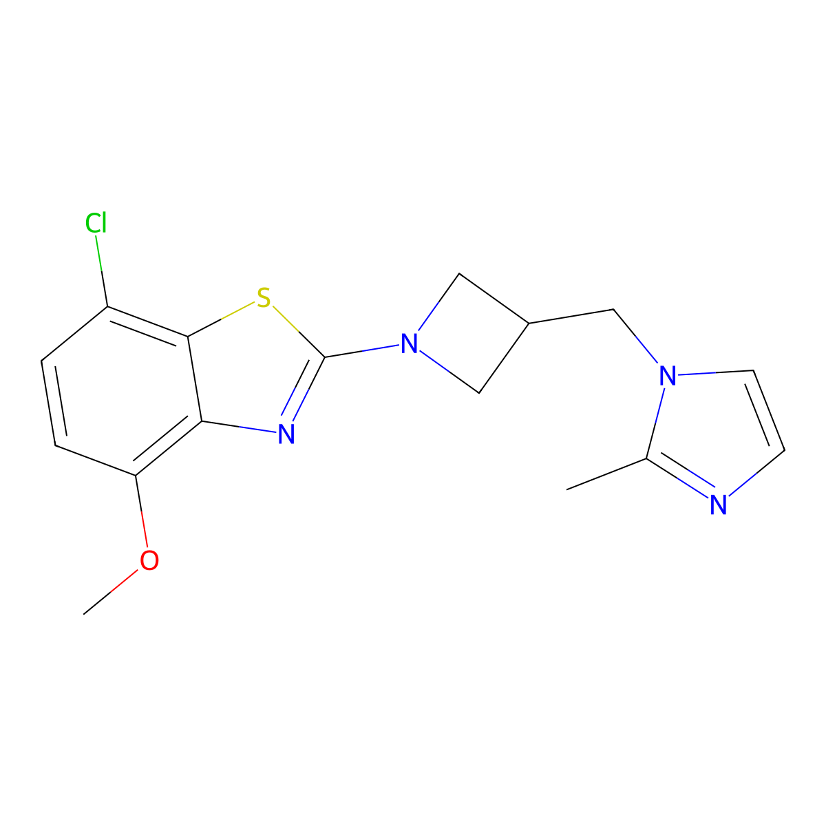7-chloro-4-methoxy-2-{3-[(2-methyl-1H-imidazol-1-yl)methyl]azetidin-1-yl}-1,3-benzothiazole molecular structure, CAS 2640843-33-8