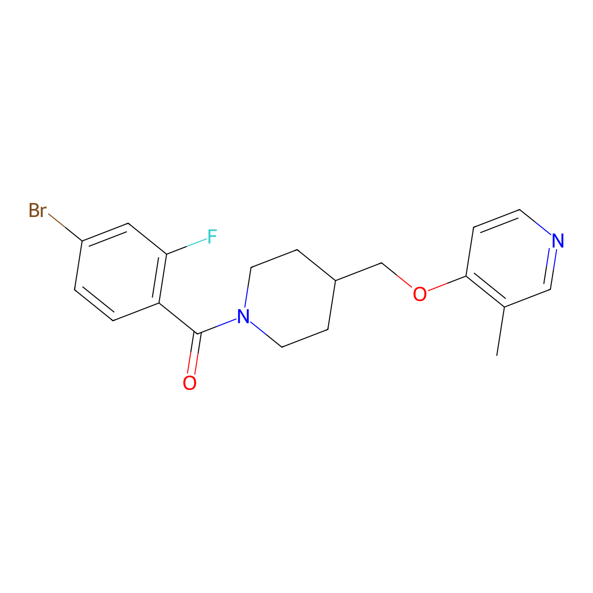 4-{[1-(4-Bromo-2-fluorobenzoyl)piperidin-4-yl]methoxy}-3-methylpyridine molecular structure, CAS 2640843-34-9