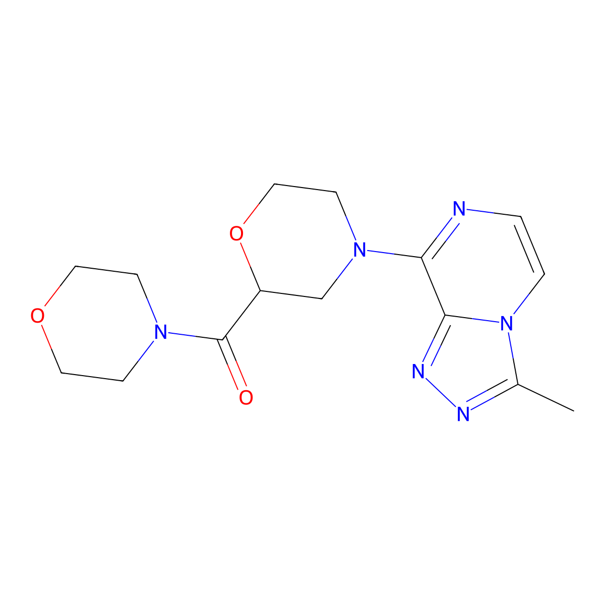 4-{3-Methyl-[1,2,4]triazolo[4,3-a]pyrazin-8-yl}-2-(morpholine-4-carbonyl)morpholine molecular structure, CAS 2640843-43-0