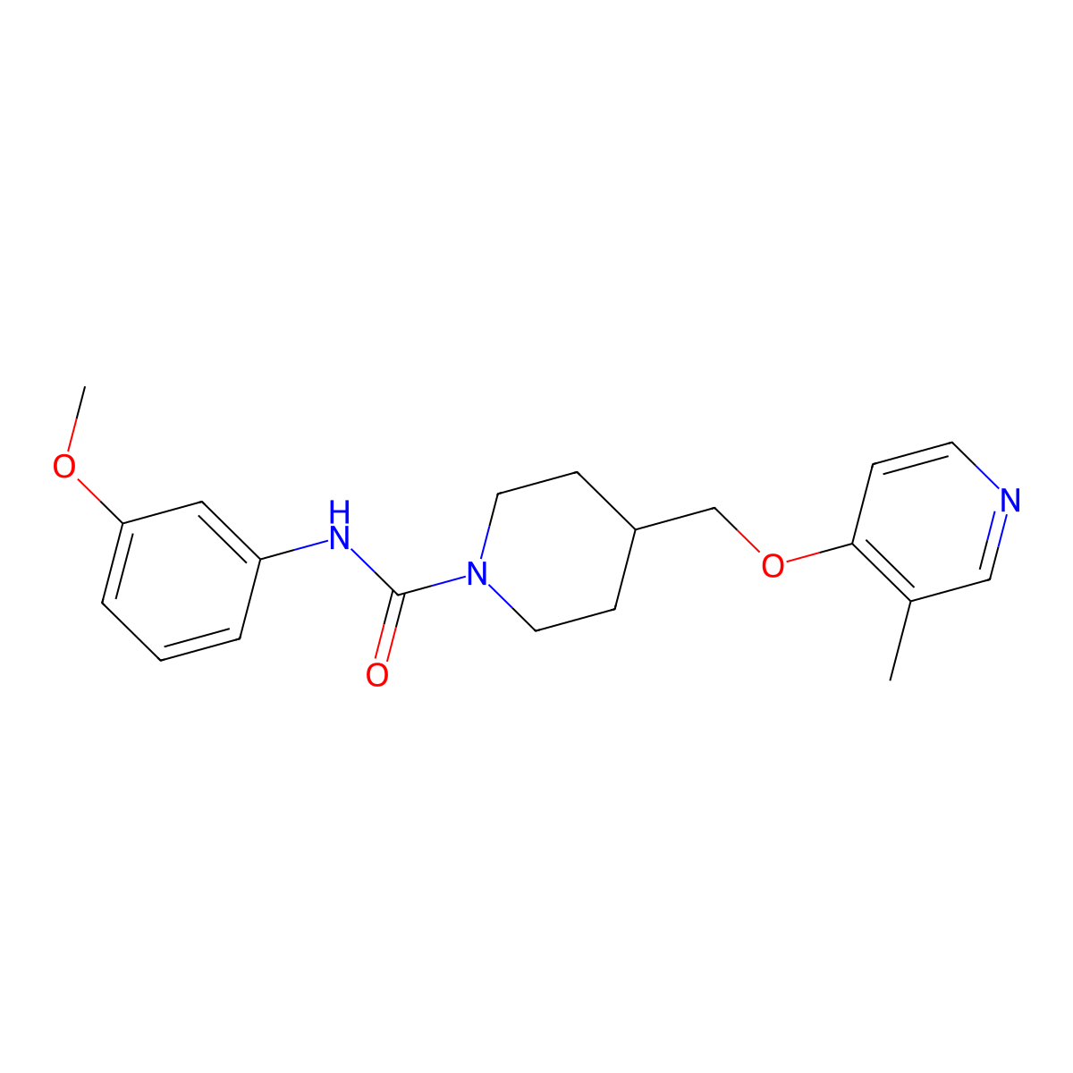 N-(3-methoxyphenyl)-4-{[(3-methylpyridin-4-yl)oxy]methyl}piperidine-1-carboxamide molecular structure, CAS 2640843-45-2