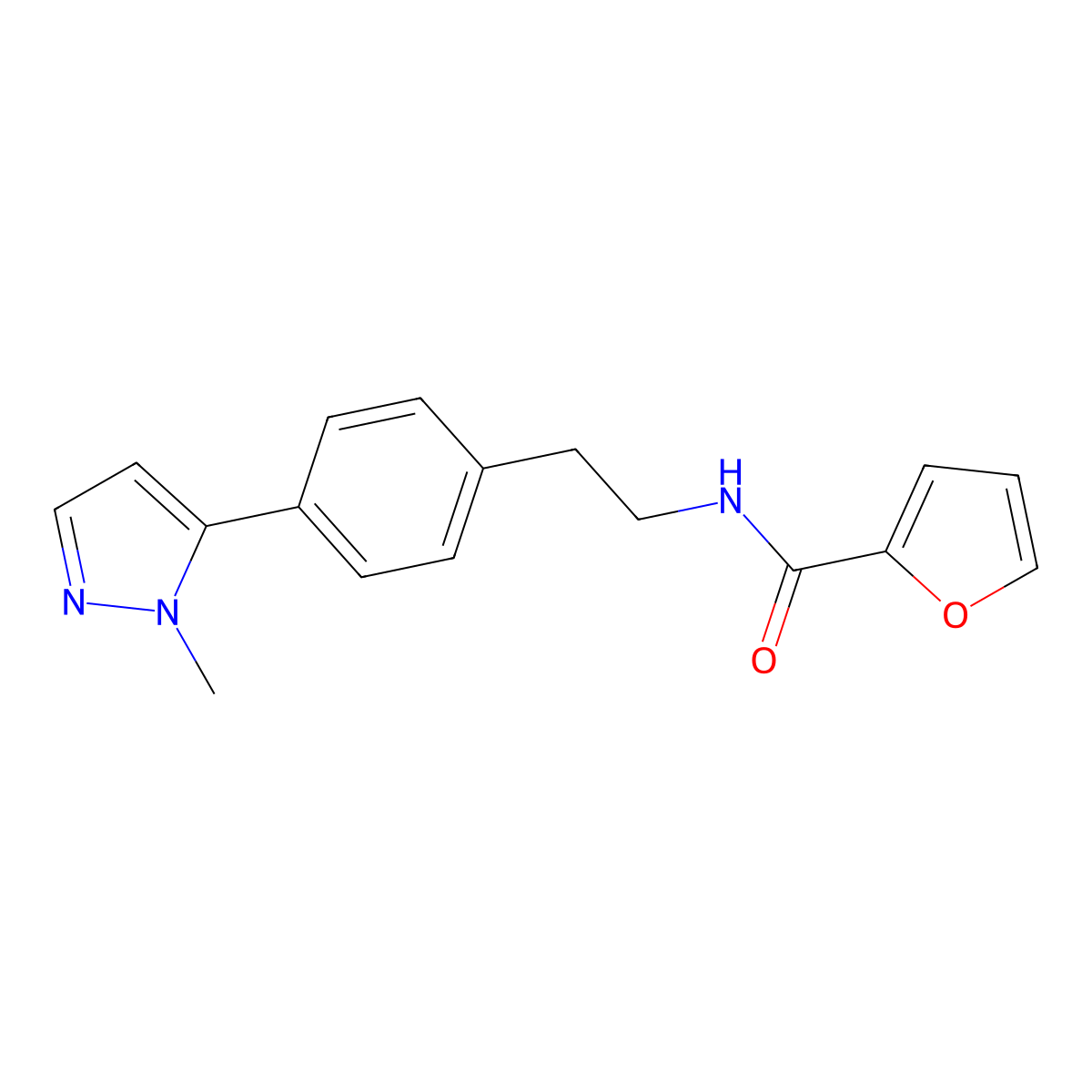 N-{2-[4-(1-methyl-1H-pyrazol-5-yl)phenyl]ethyl}furan-2-carboxamide molecular structure, CAS 2640843-50-9