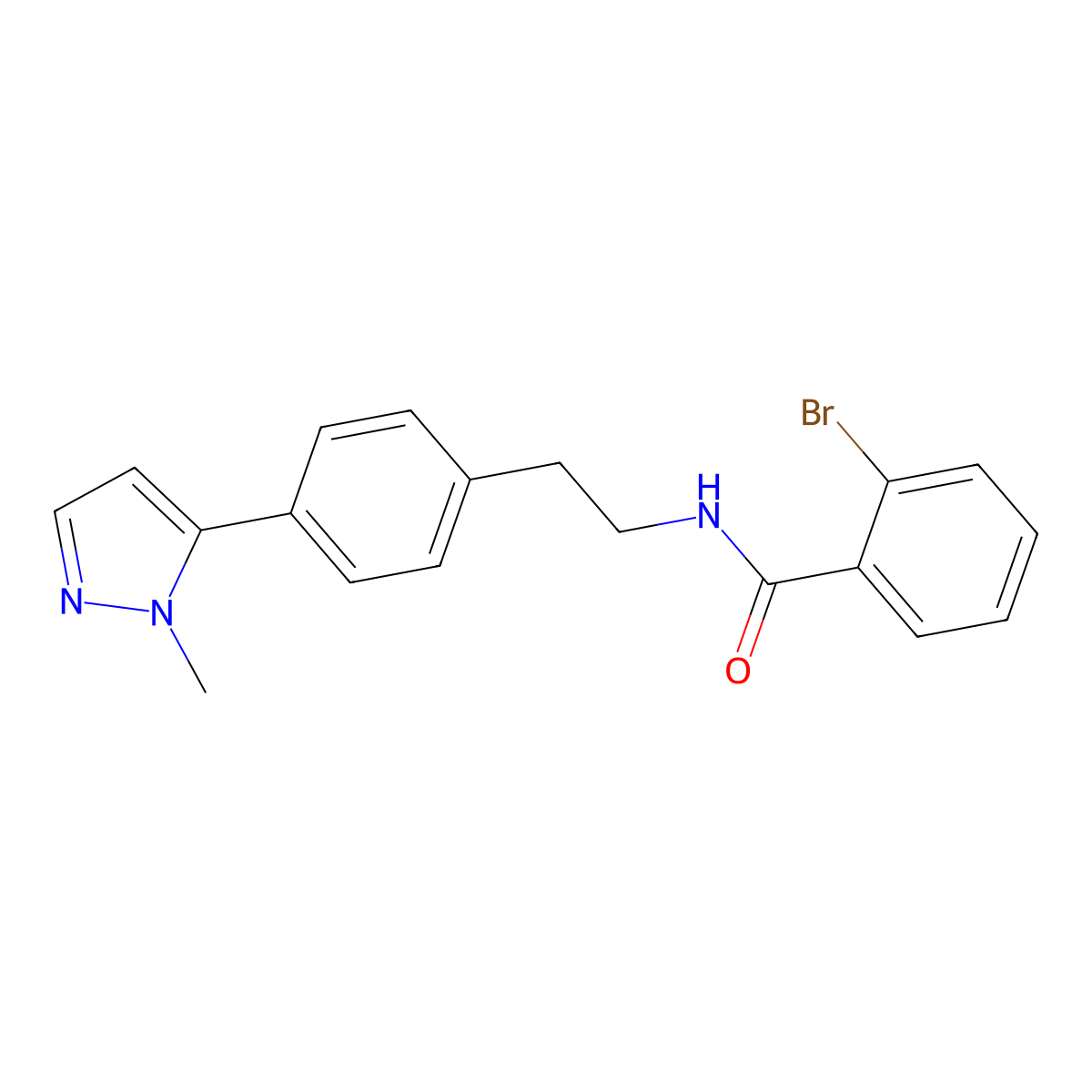 2-bromo-N-{2-[4-(1-methyl-1H-pyrazol-5-yl)phenyl]ethyl}benzamide molecular structure, CAS 2640843-52-1