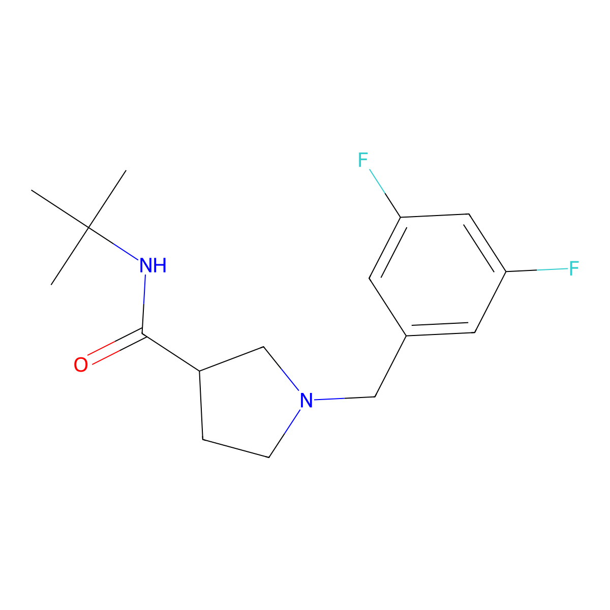 N-tert-butyl-1-[(3,5-difluorophenyl)methyl]pyrrolidine-3-carboxamide molecular structure, CAS 2640843-54-3