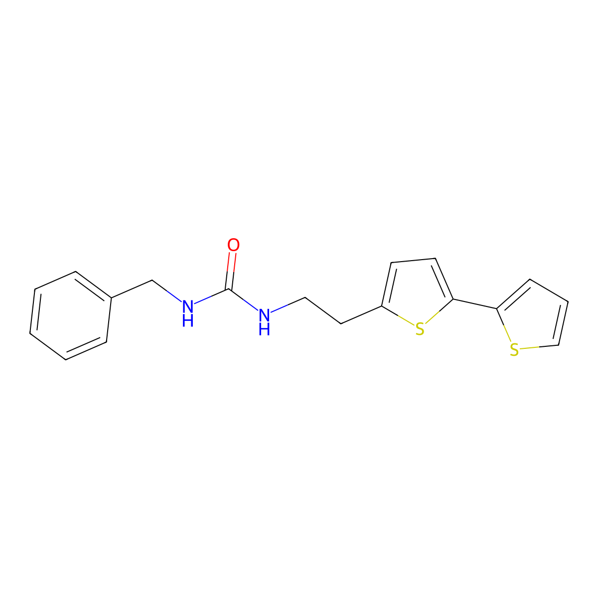 1-Benzyl-3-(2-{[2,2'-bithiophene]-5-yl}ethyl)urea molecular structure, CAS 2640843-57-6