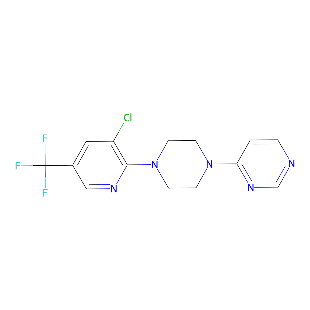 4-{4-[3-Chloro-5-(trifluoromethyl)pyridin-2-yl]piperazin-1-yl}pyrimidine molecular structure, CAS 2640843-59-8