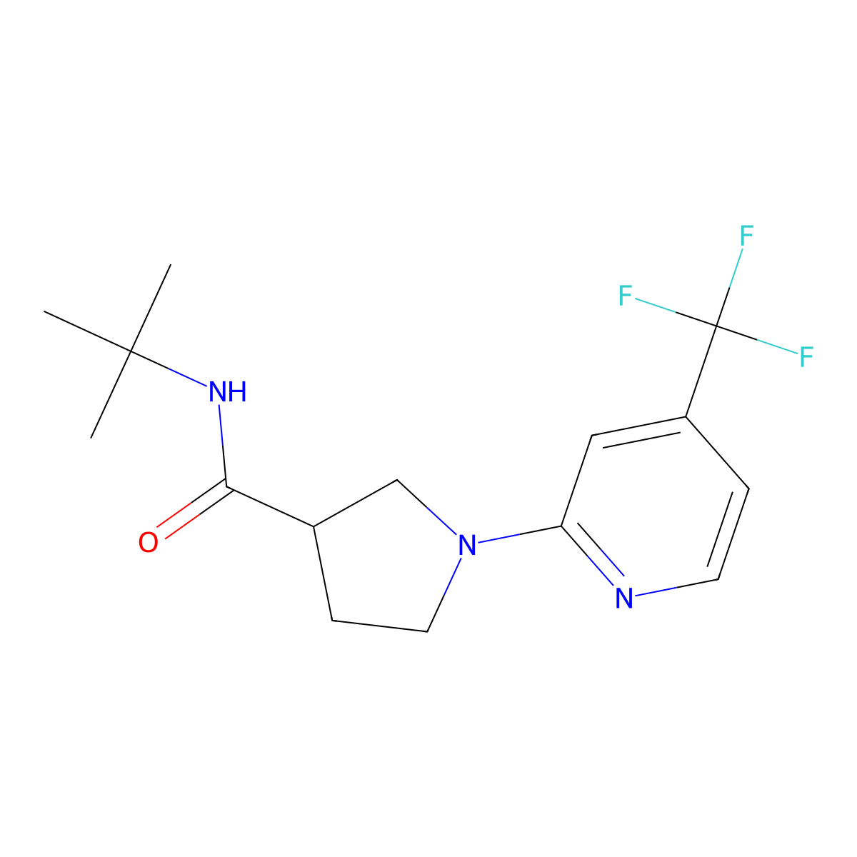 N-tert-butyl-1-[4-(trifluoromethyl)pyridin-2-yl]pyrrolidine-3-carboxamide molecular structure, CAS 2640843-60-1