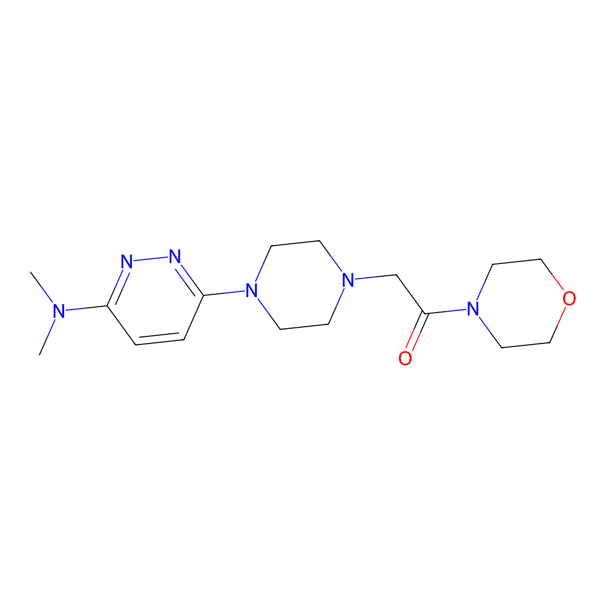 2-{4-[6-(Dimethylamino)pyridazin-3-yl]piperazin-1-yl}-1-(morpholin-4-yl)ethan-1-one molecular structure, CAS 2640843-78-1