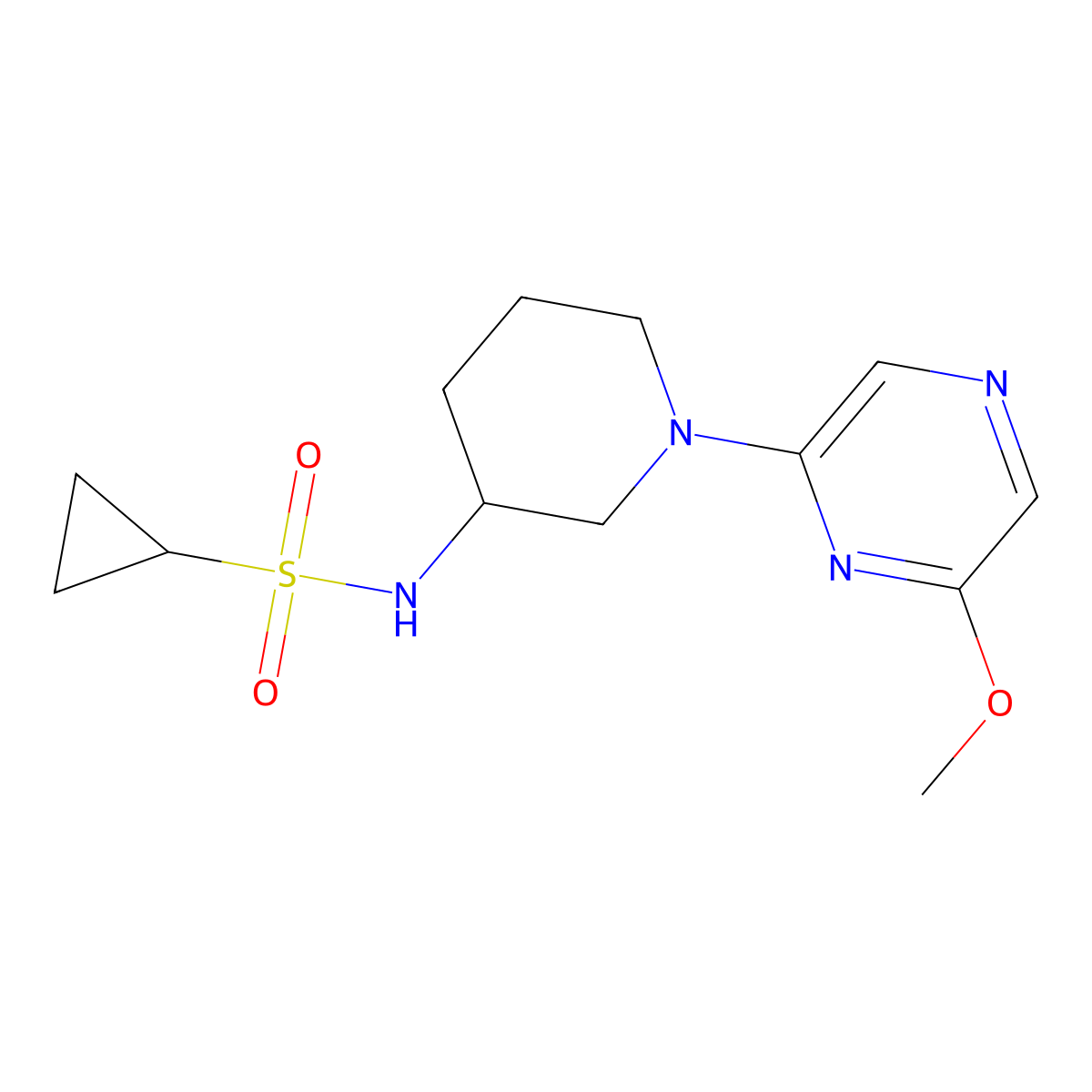 N-[1-(6-methoxypyrazin-2-yl)piperidin-3-yl]cyclopropanesulfonamide molecular structure, CAS 2640843-79-2