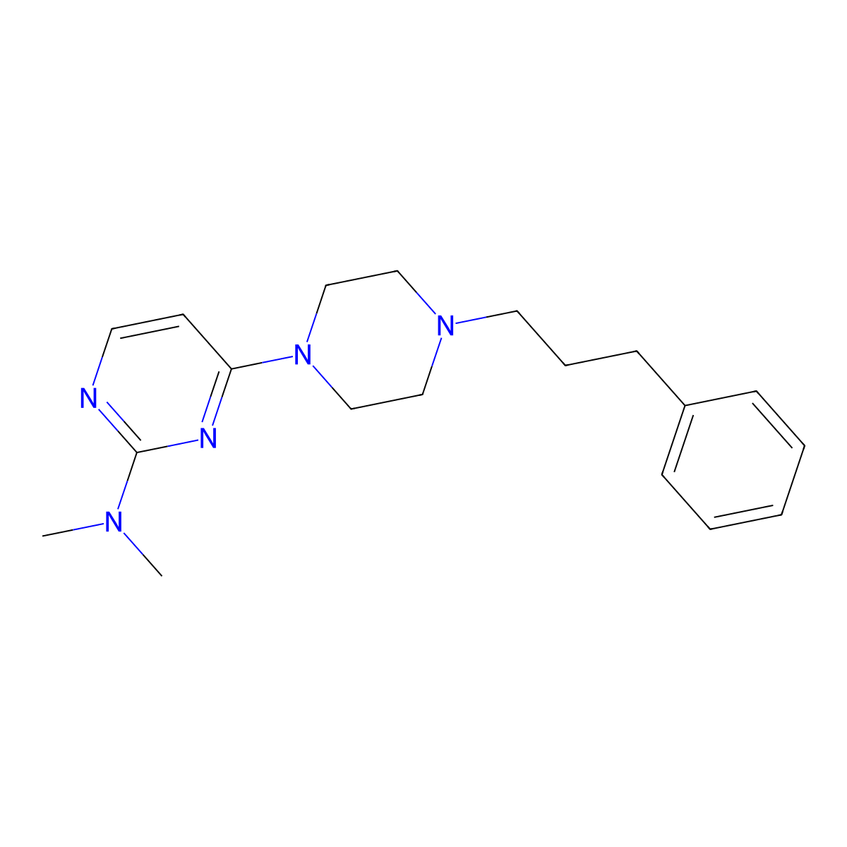 N,N-dimethyl-4-[4-(3-phenylpropyl)piperazin-1-yl]pyrimidin-2-amine molecular structure, CAS 2640843-81-6