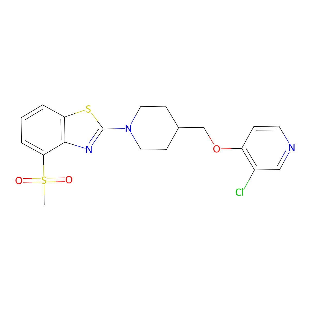 2-(4-{[(3-Chloropyridin-4-yl)oxy]methyl}piperidin-1-yl)-4-methanesulfonyl-1,3-benzothiazole molecular structure, CAS 2640843-83-8